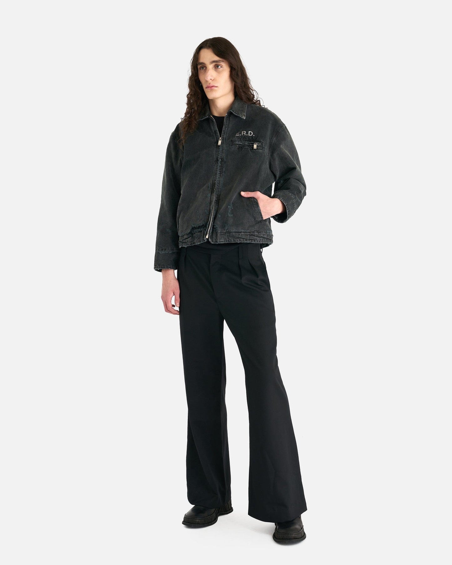 Enfants Riches Deprimes Men's Pants Wide Leg Flare Trouser in Black