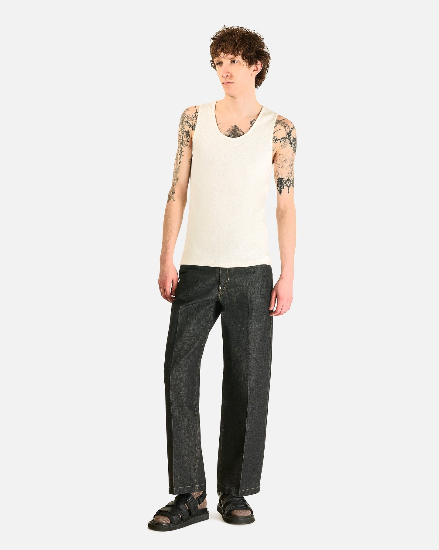 LEMAIRE Men's Pants Wide Pants with Studs in Slate