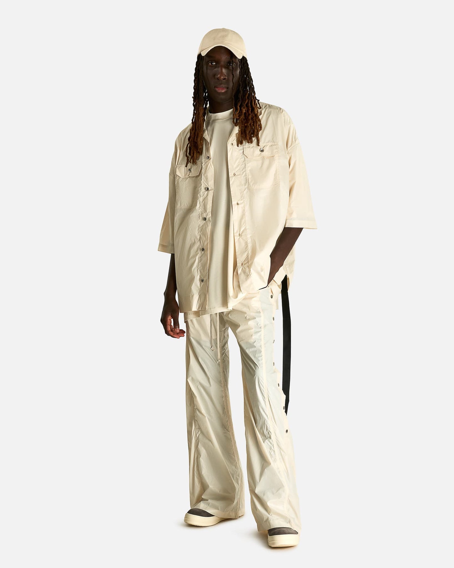 Rick Owens DRKSHDW Men's Pants Wide Pusher Pants in Cream