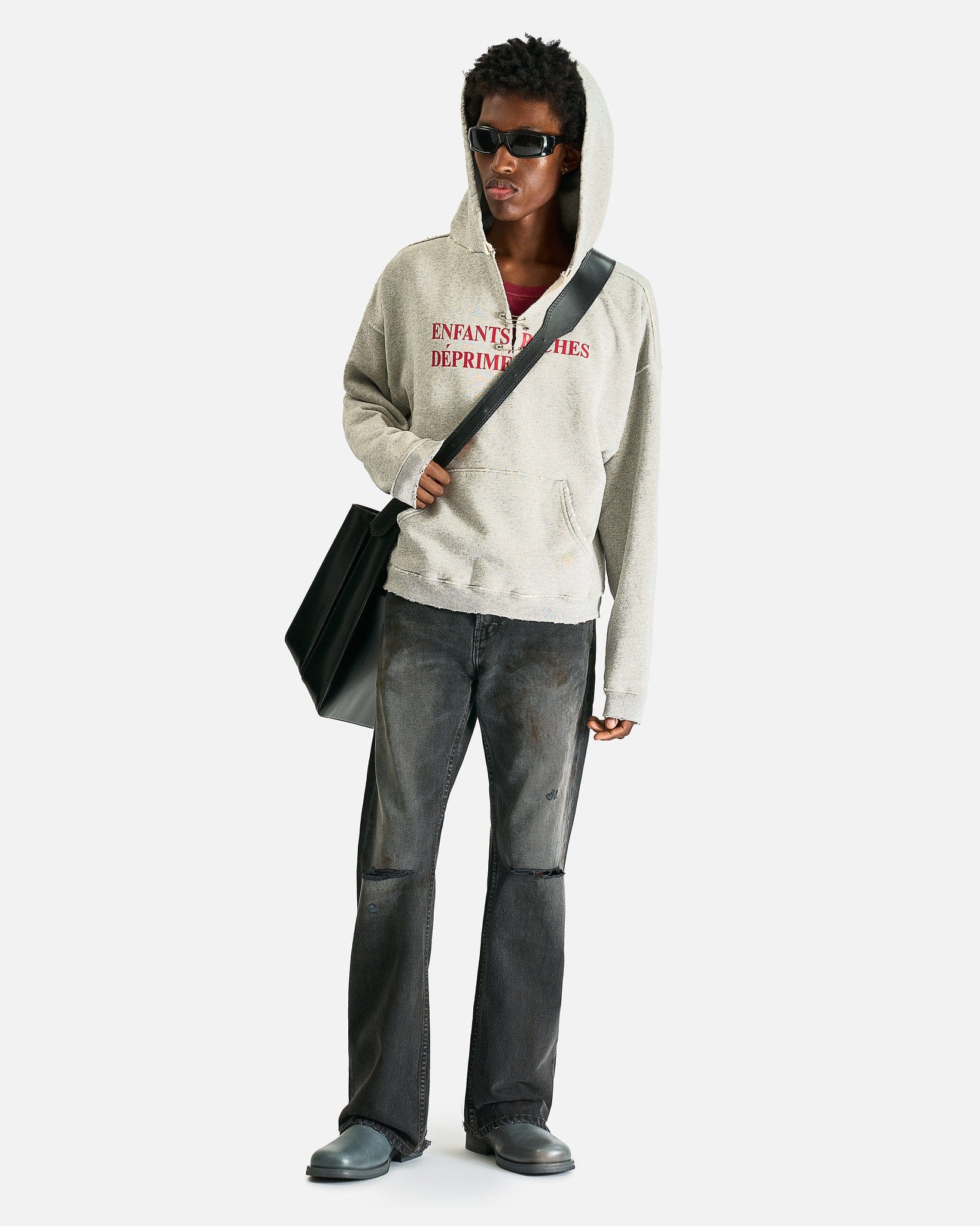 Enfants Riches Deprimes Men's Jeans Wider Flare Leg Jeans in Charcoal