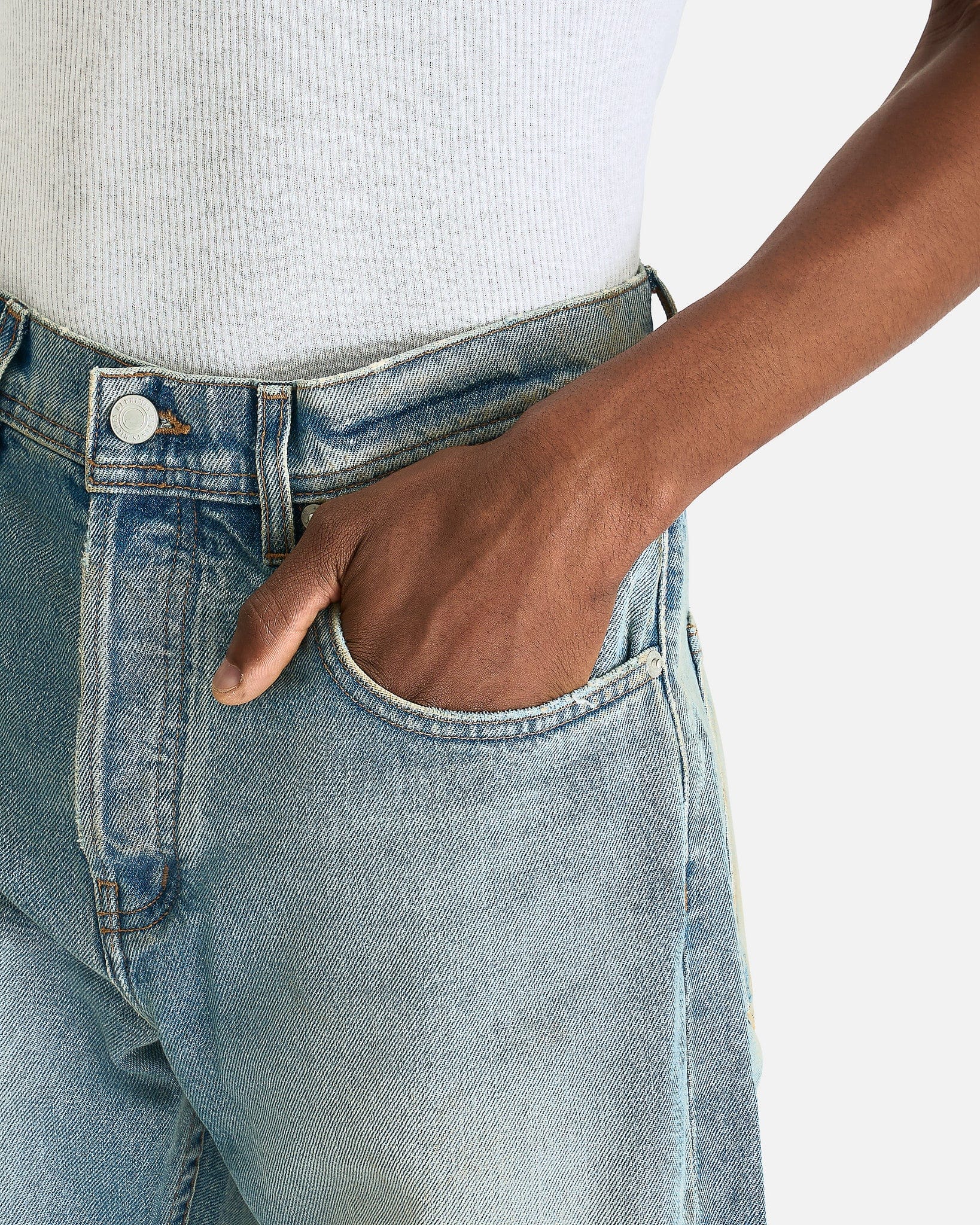 Enfants Riches Deprimes Men's Jeans Wider Flare Leg Jeans in Light Blue Wash