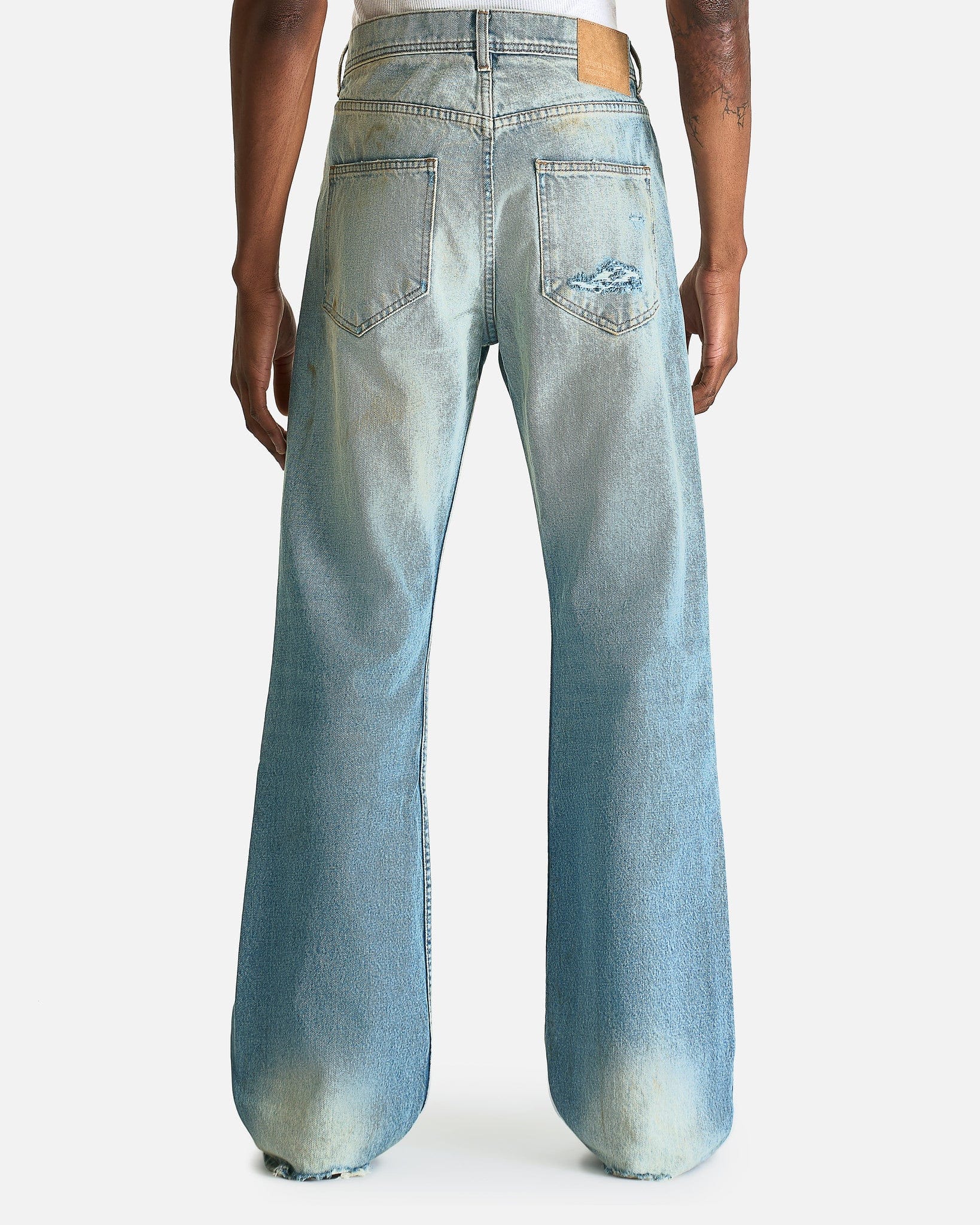 Enfants Riches Deprimes Men's Jeans Wider Flare Leg Jeans in Light Blue Wash