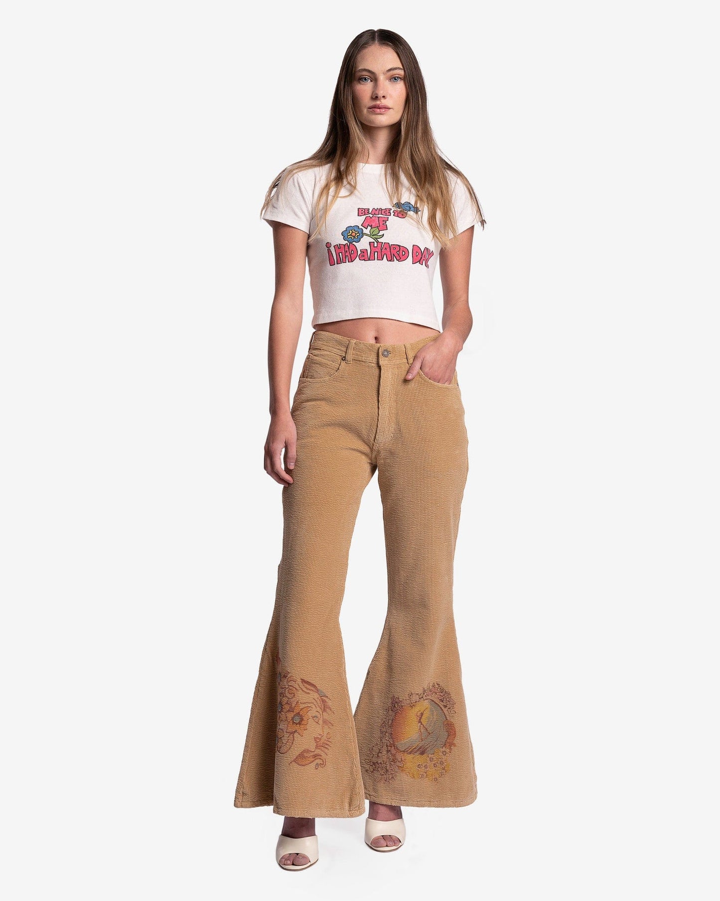 ERL Women Pants Women's Corduroy Flared Pants in Beige