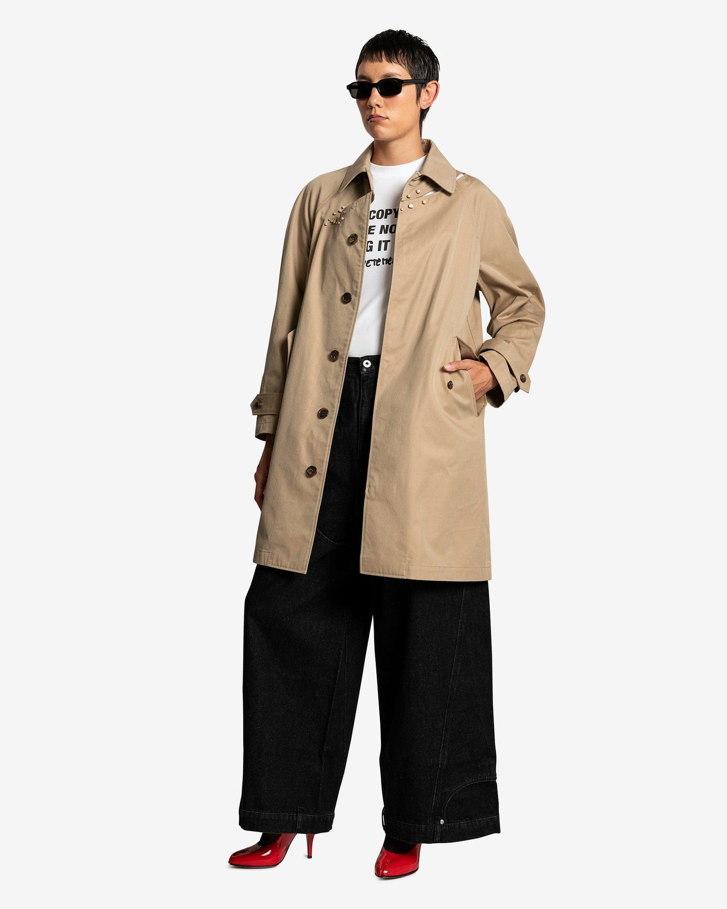 Feng Chen Wang Women Pants Women's Deconstructed Chaps Jeans Trousers in Black