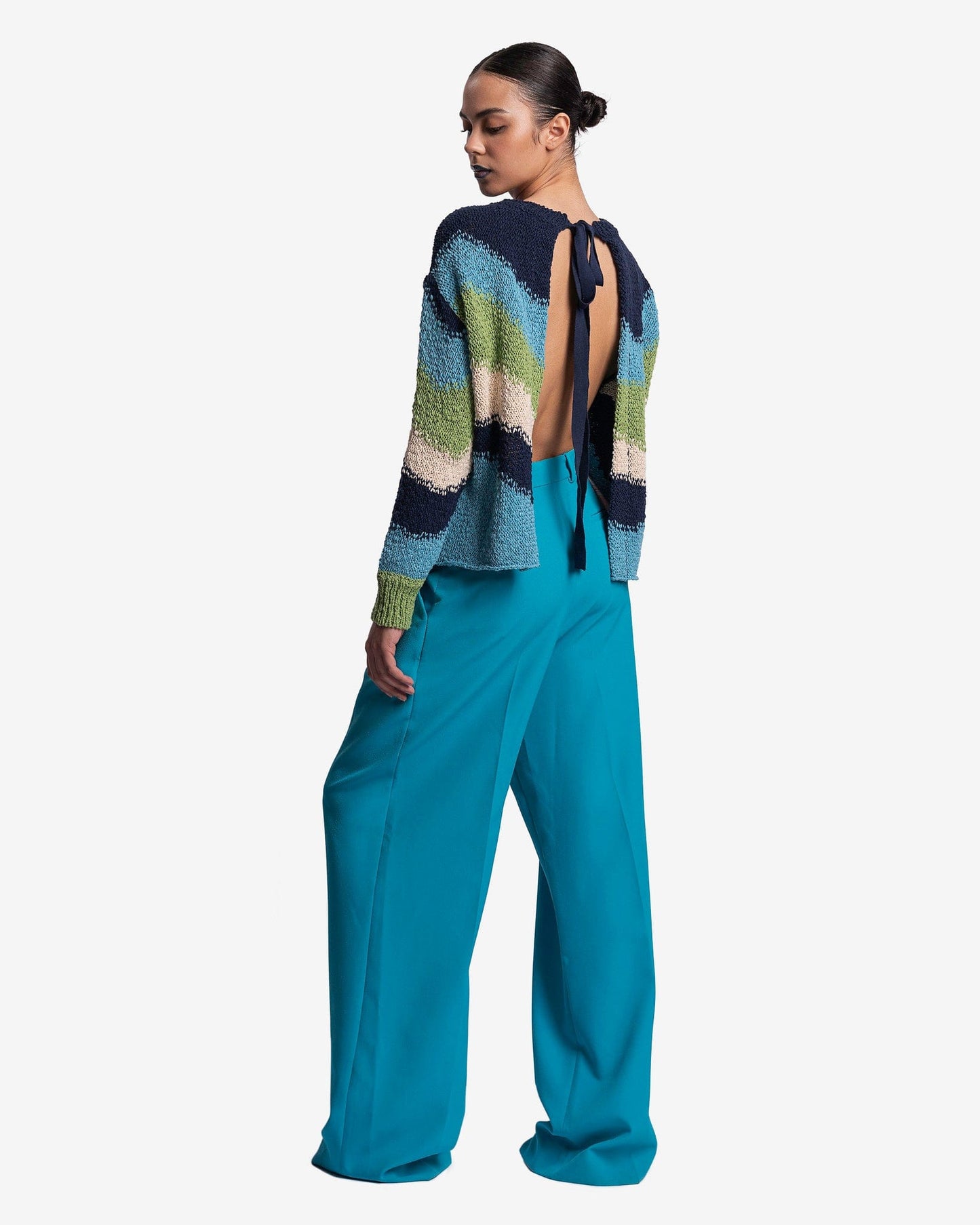 Marni Women Sweaters Women's Rainbow Degrade Roundneck Sweater in Powder Blue