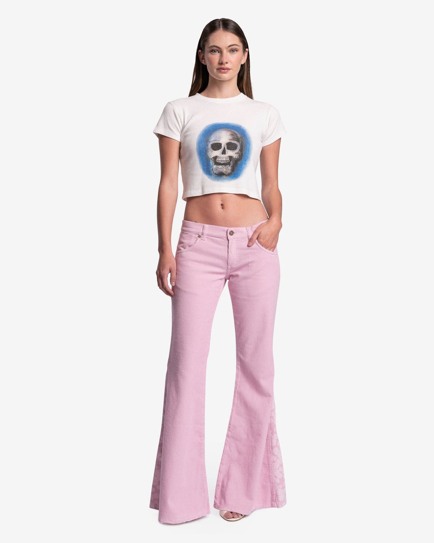 ERL Women T-Shirts Women's Skull Graphic T-Shirt in White