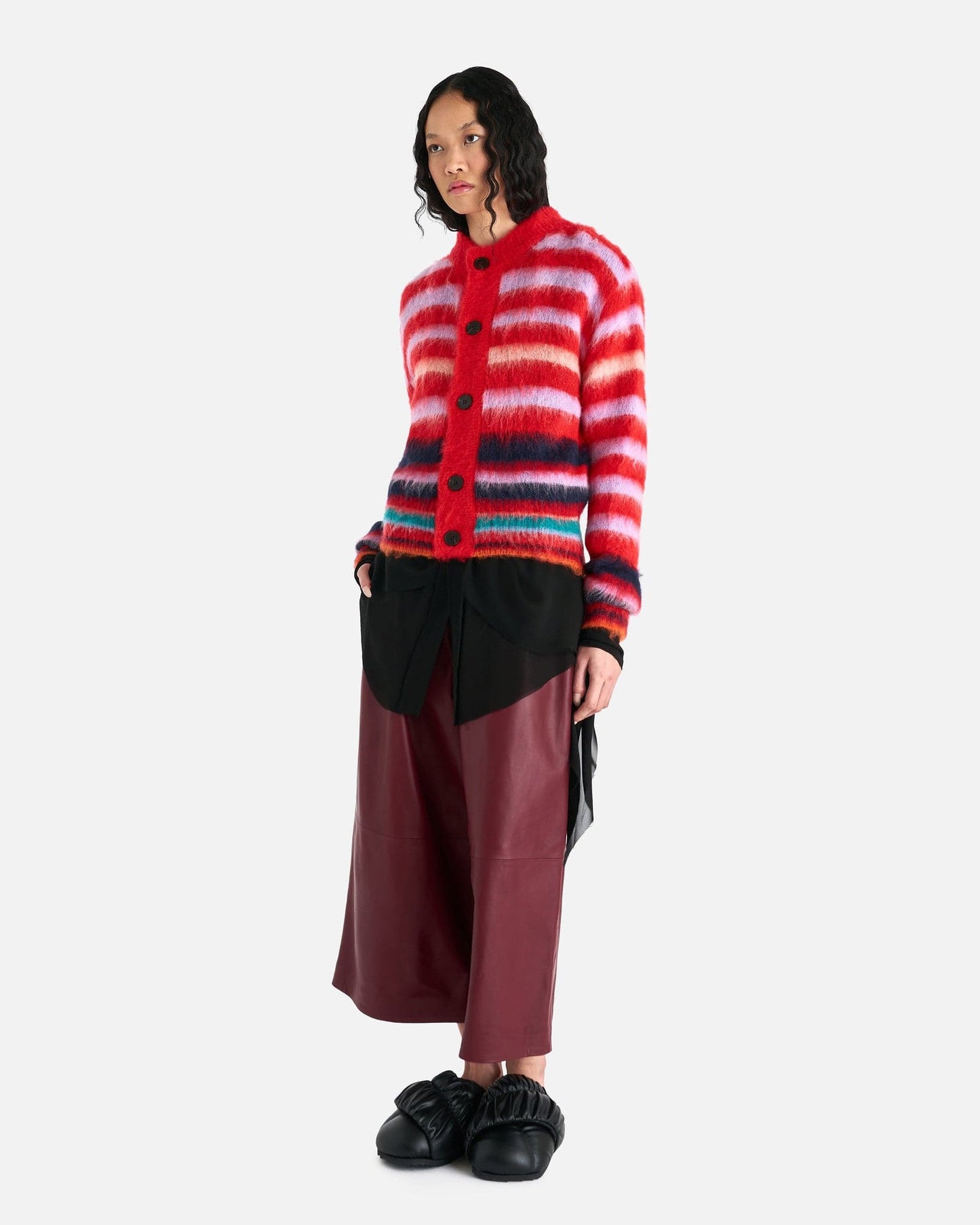 Edward Cuming Men's Sweater Women's Striped Cardigan in Red/Multi