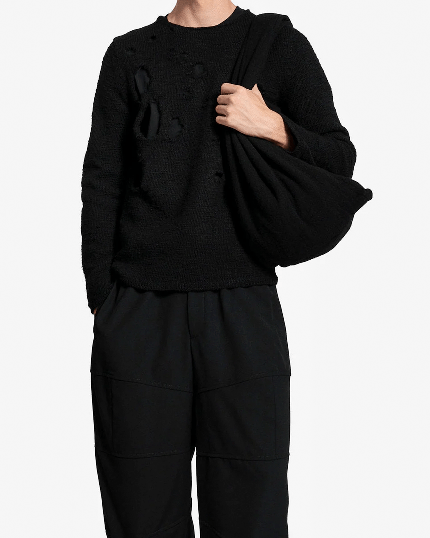 BLACK Comme des Garçons Men's Bags O/S Wool Laine Tote Bag in Black