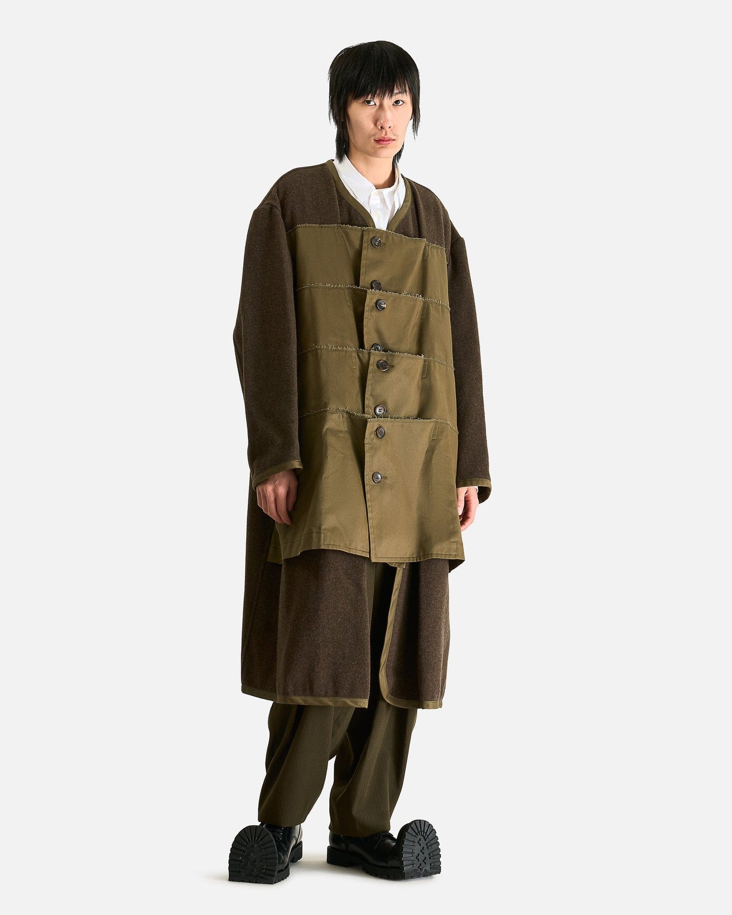 Comme des Garcons HOMME PLUS Men's Coat Wool Liner Coat in Khaki