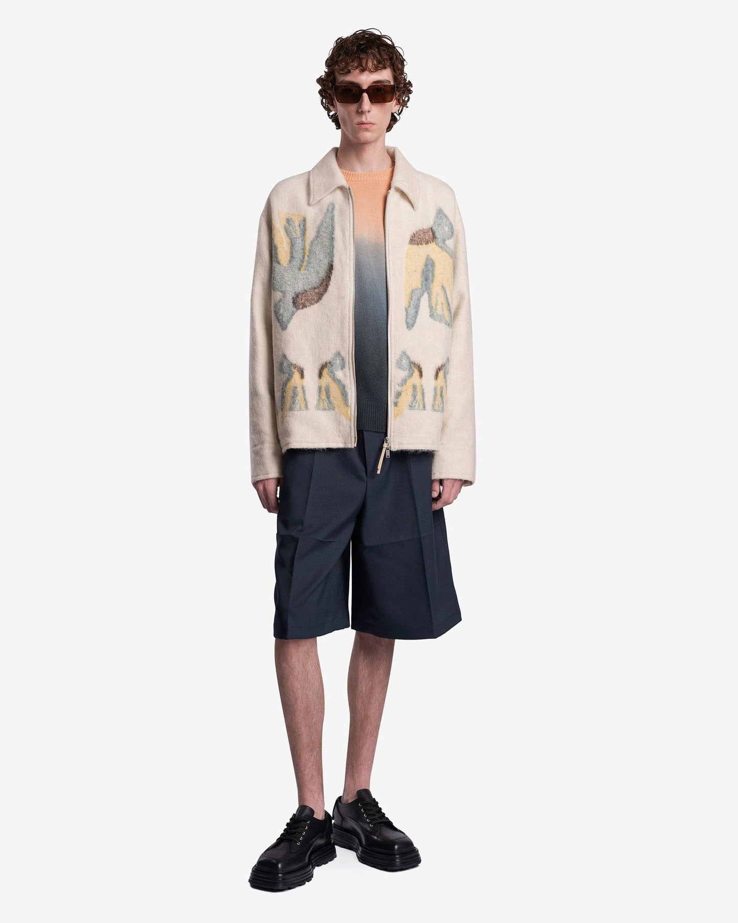 Jil Sander Men's Jackets Wool Mohair Sports Jacket in Blue Fly Catcher