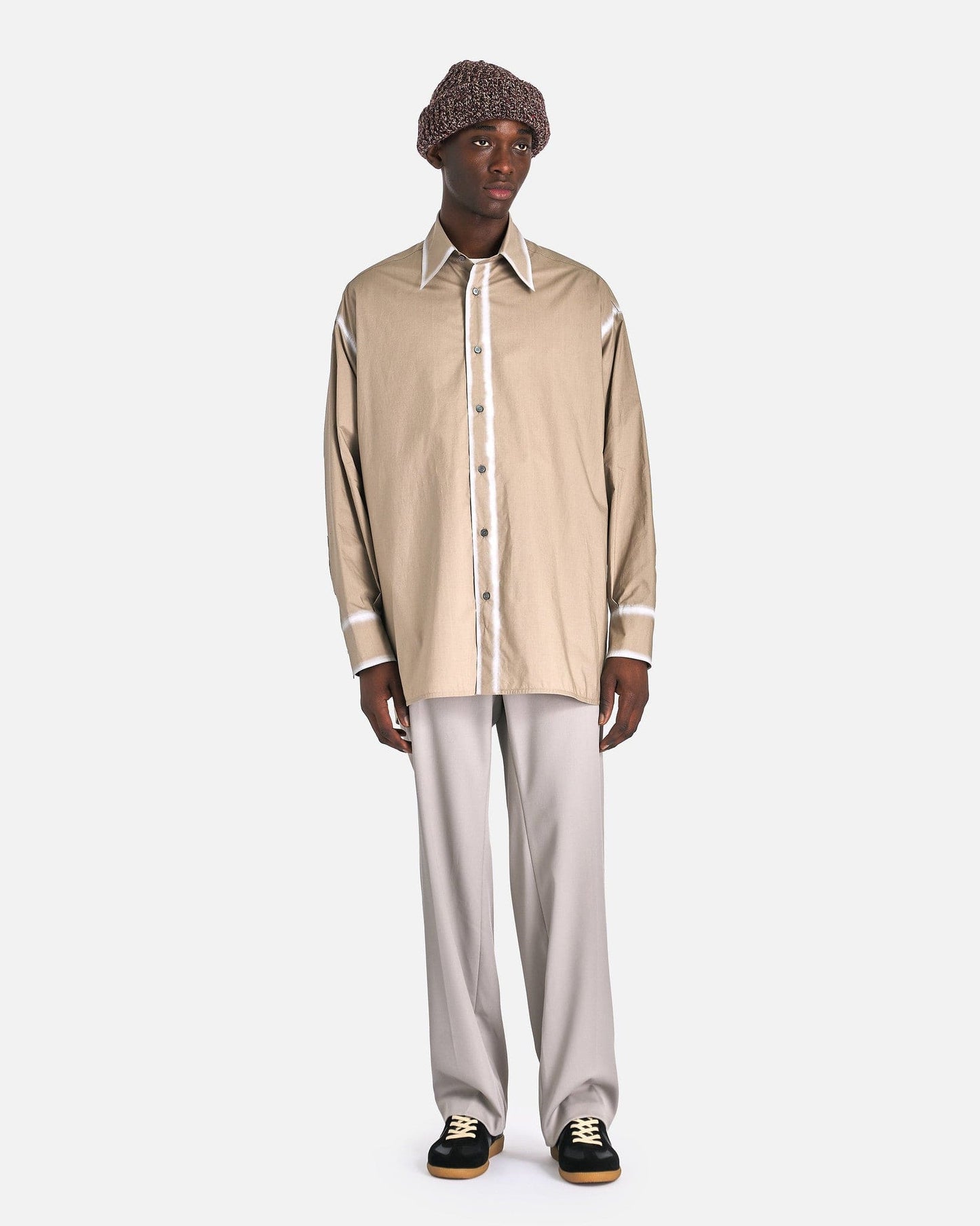 MM6 Maison Margiela Men's Pants Wool Pouch Tailored Pants in Taupe