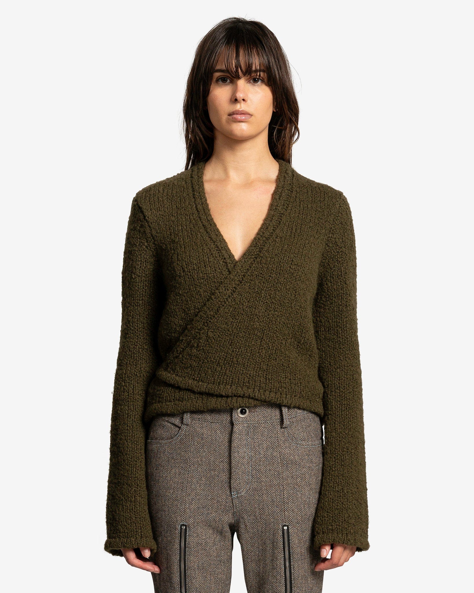 Wrap Knit in Olive Cartoon Wool – SVRN