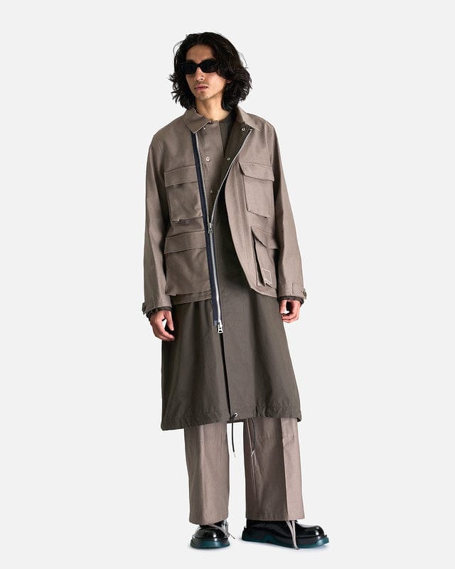 Sacai Men's Coat WTAPS Cotton Back Satin Coat in Beige