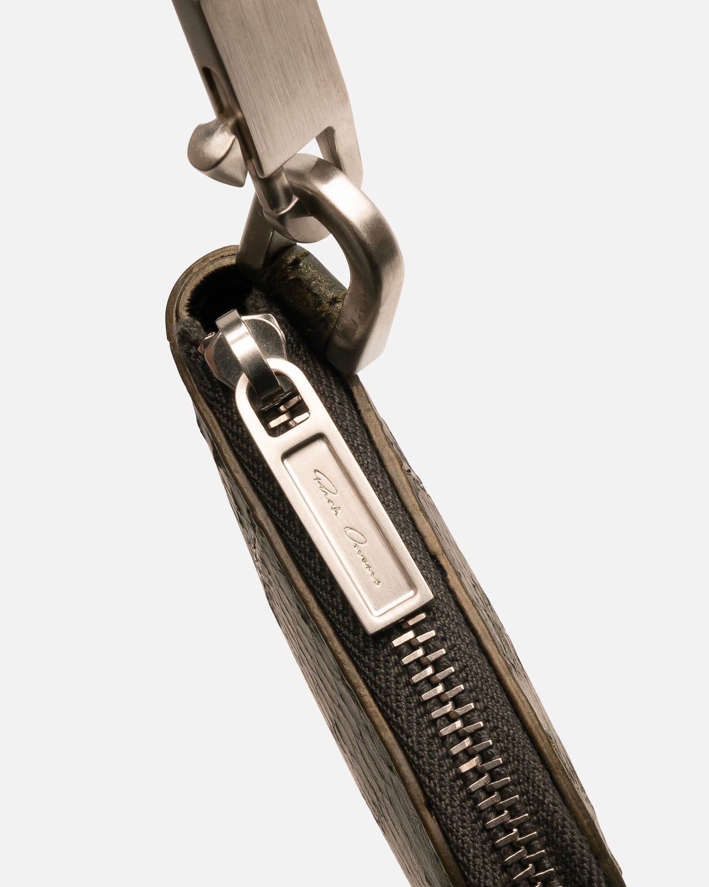 Rick Owens Leather Goods O/S Xenochrophis Snakeskin Neck Wallet in Metallic Acid