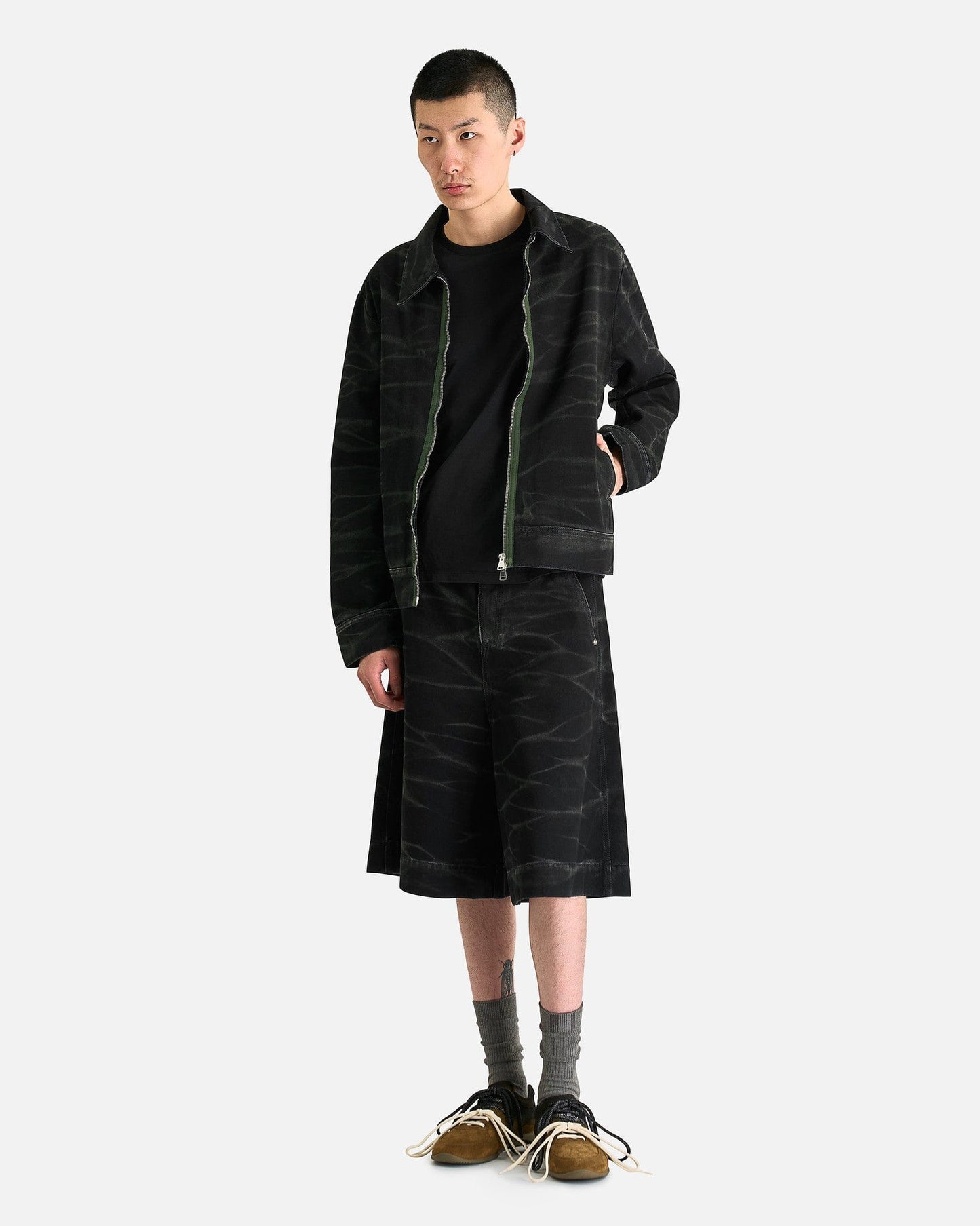 NAMACHEKO Men's Jackets Zebra Denim Jacket in Washed Black