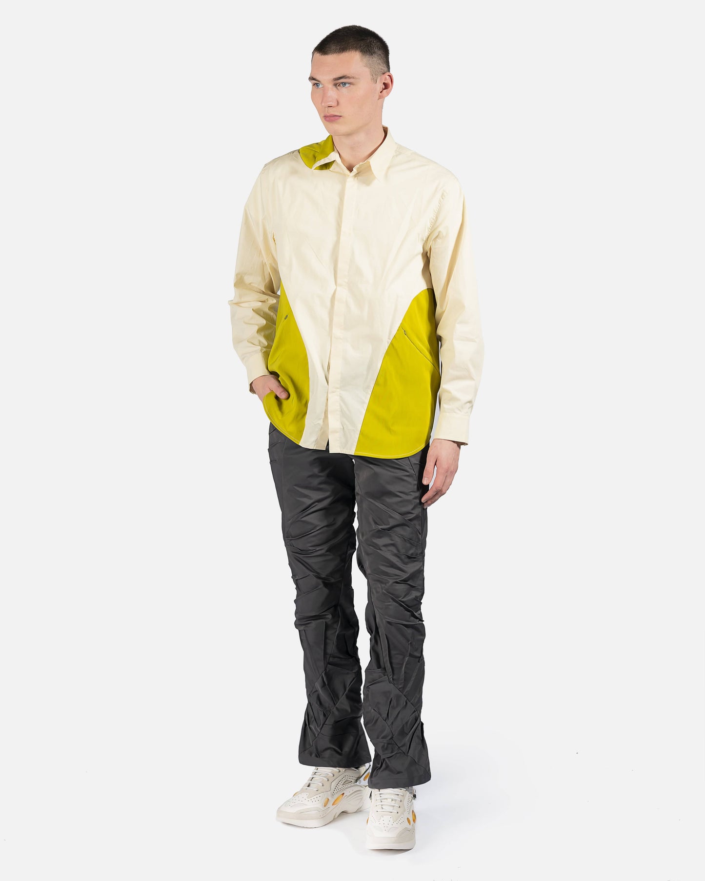 POST ARCHIVE FACTION (P.A.F) Men's Shirts 4.0+ Shirt Center in Light Yellow