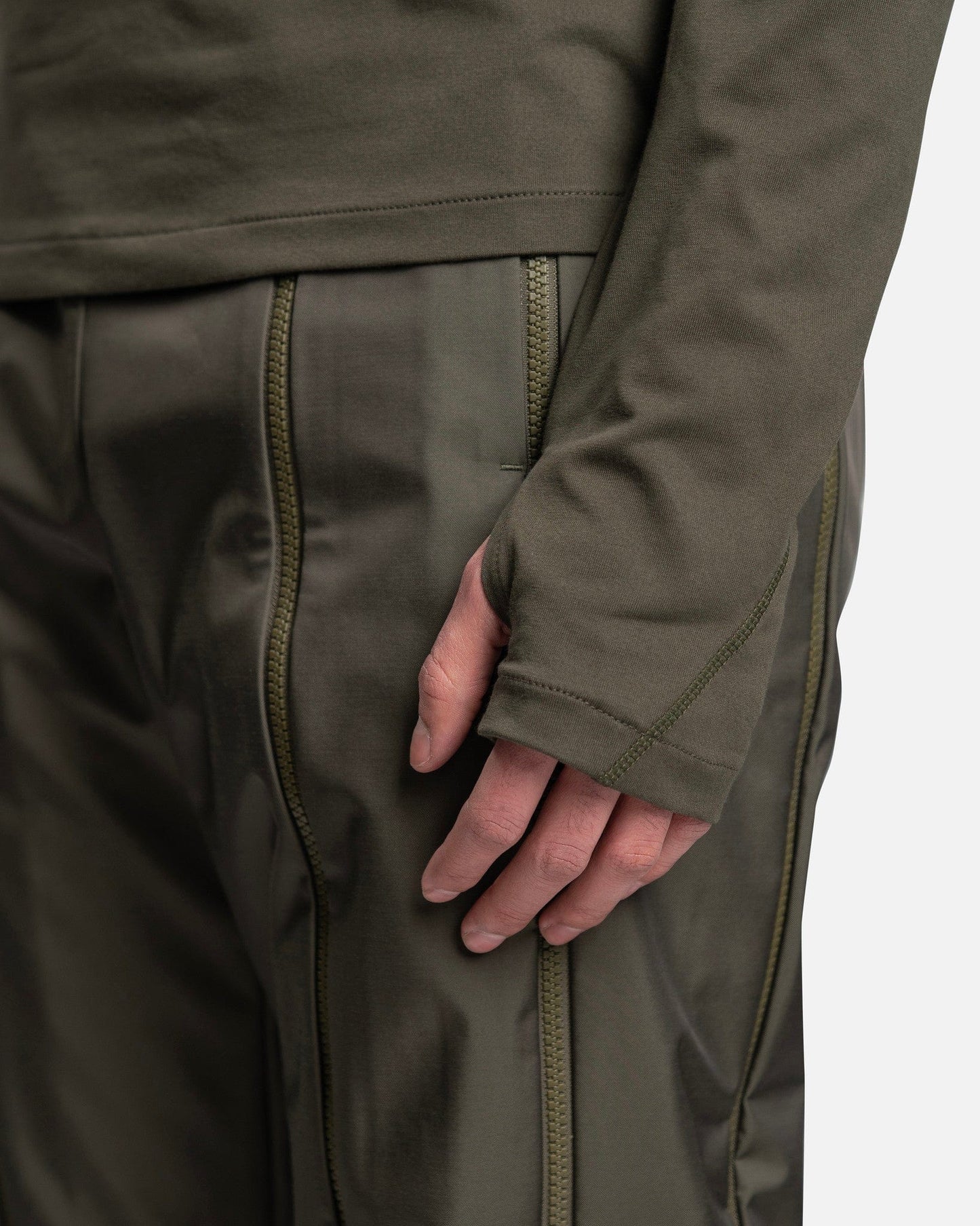 POST ARCHIVE FACTION (P.A.F) Men's T-Shirts 5.0 Long Sleeve Right T-Shirt in Olive Green