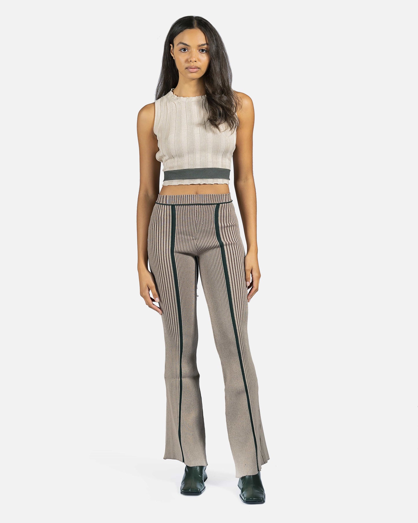 Eckhaus Latta Women Tops Accordion Tank in Canvas Rosin