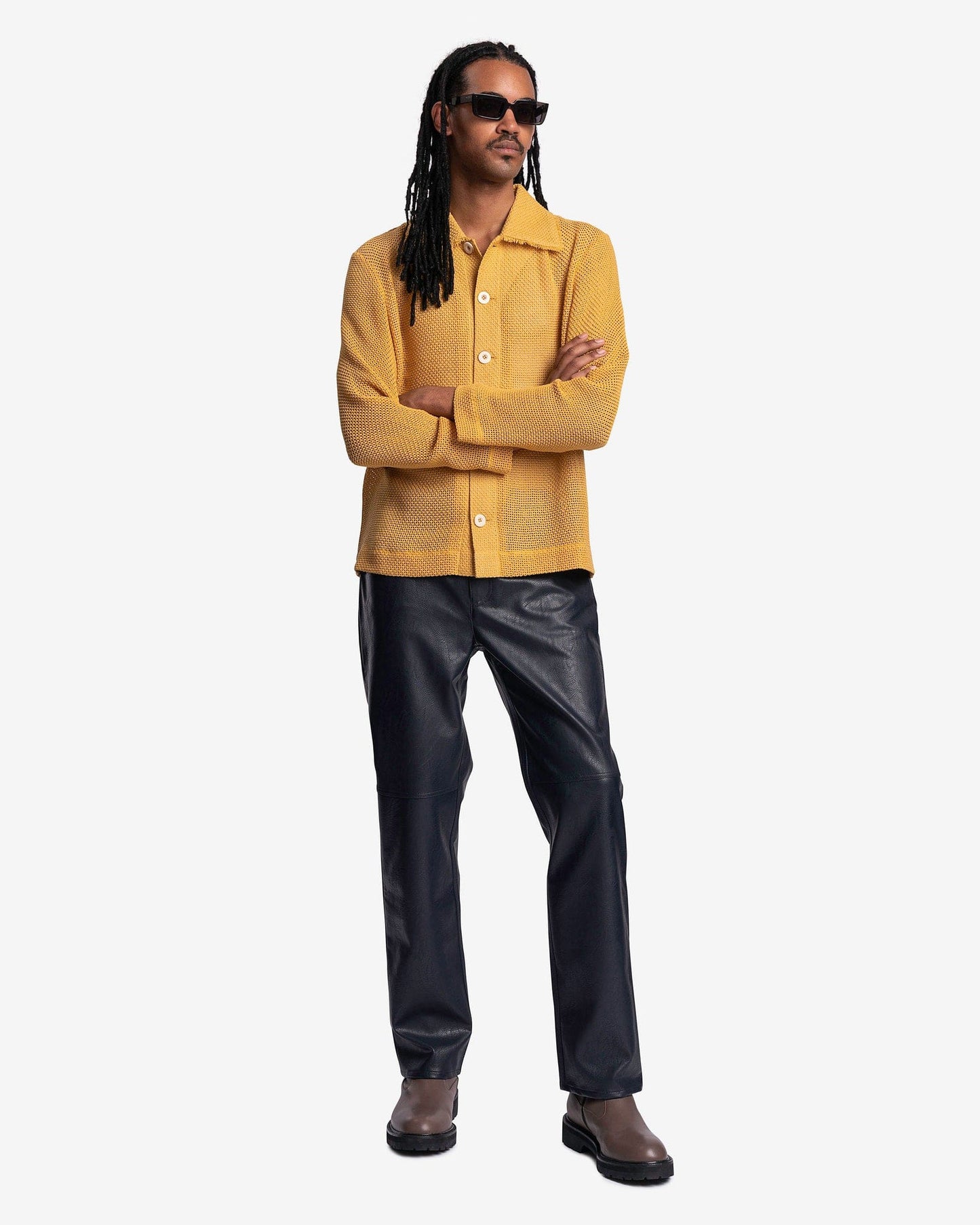Séfr Men's Shirts Ajani Overshirt in Fringed Aurum
