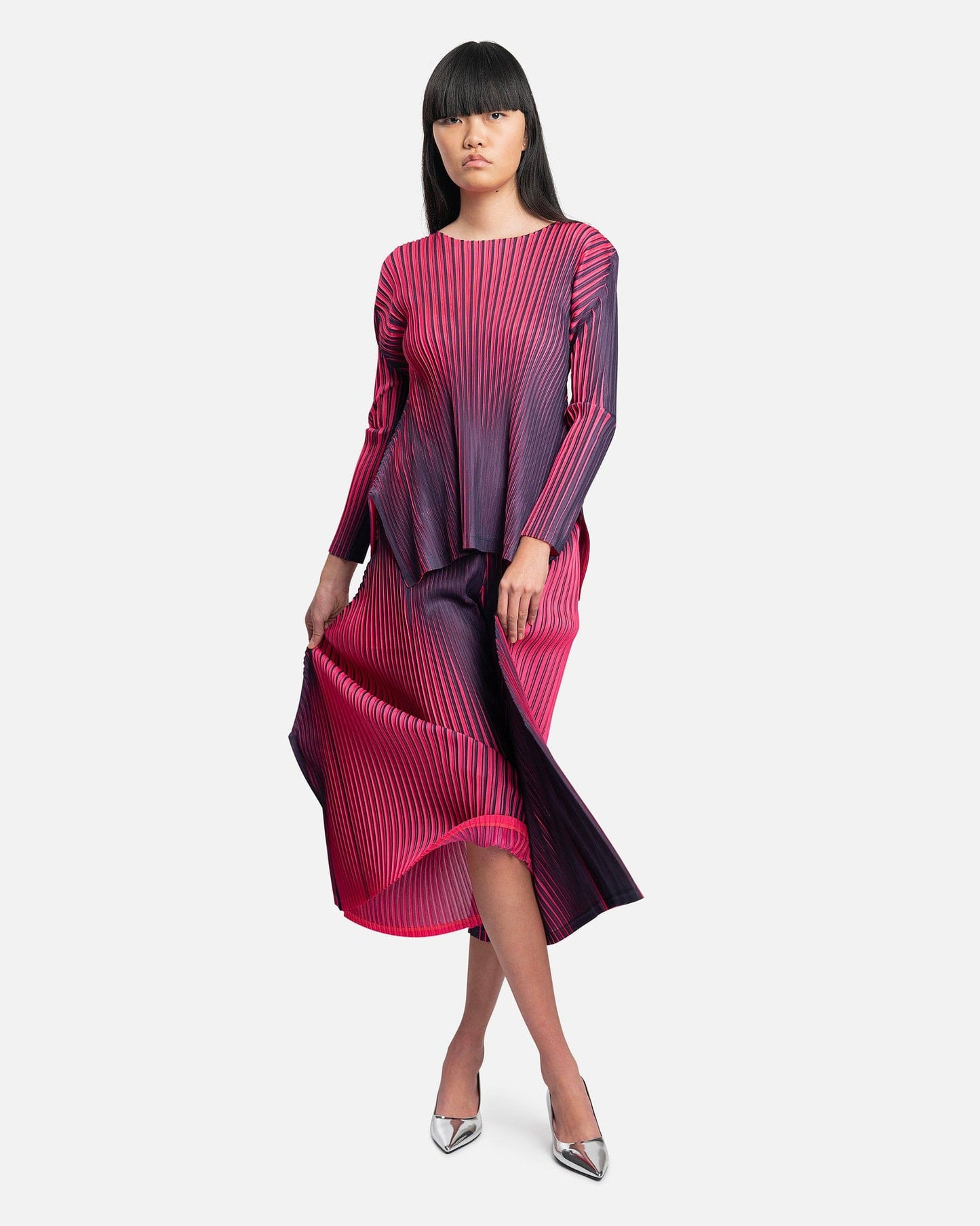 Pleats Please Issey Miyake Women Tops Alt Blinks Shirt in Neon Pink