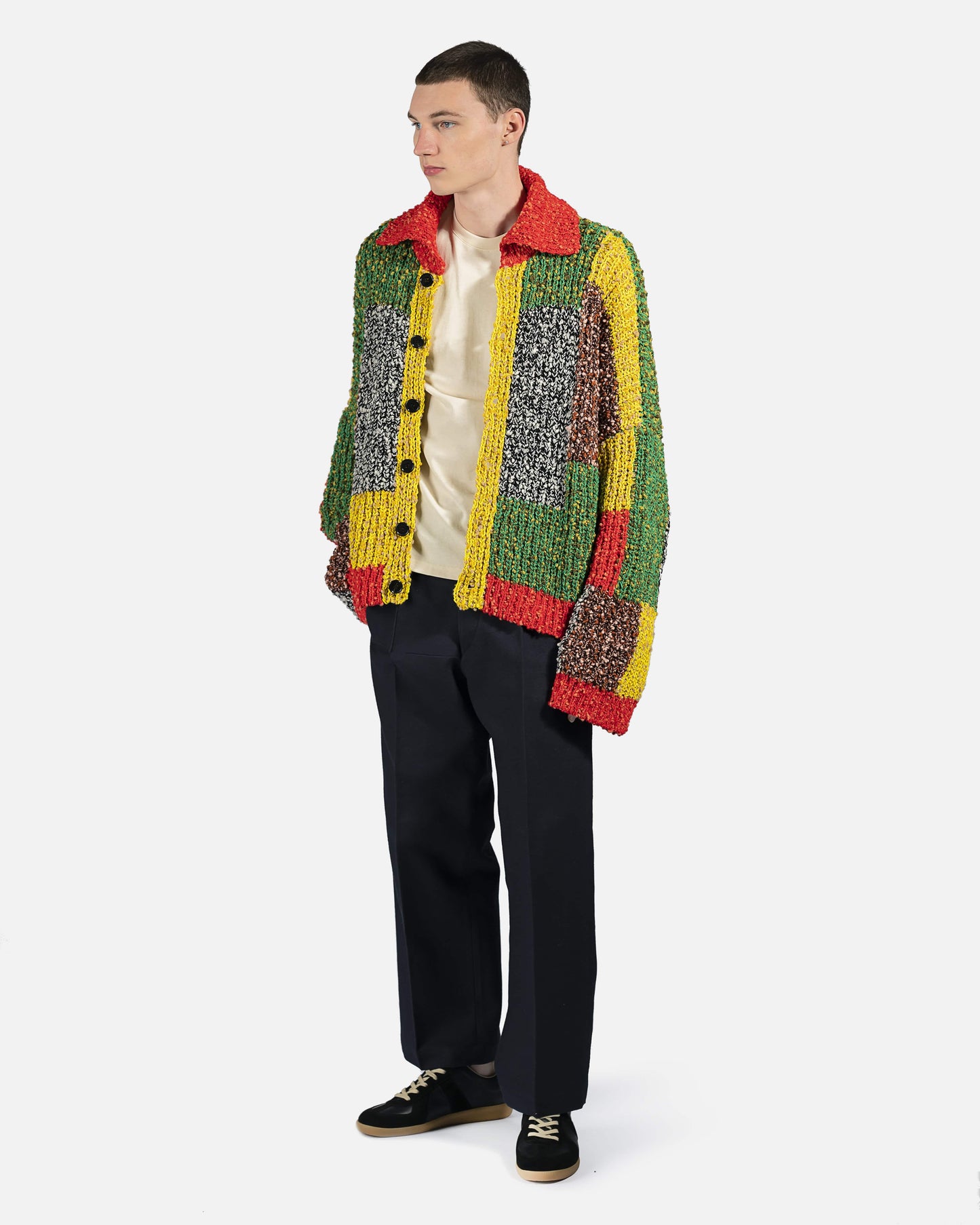 JW Anderson mens sweater Anchor Patchwork Cardigan in Multi