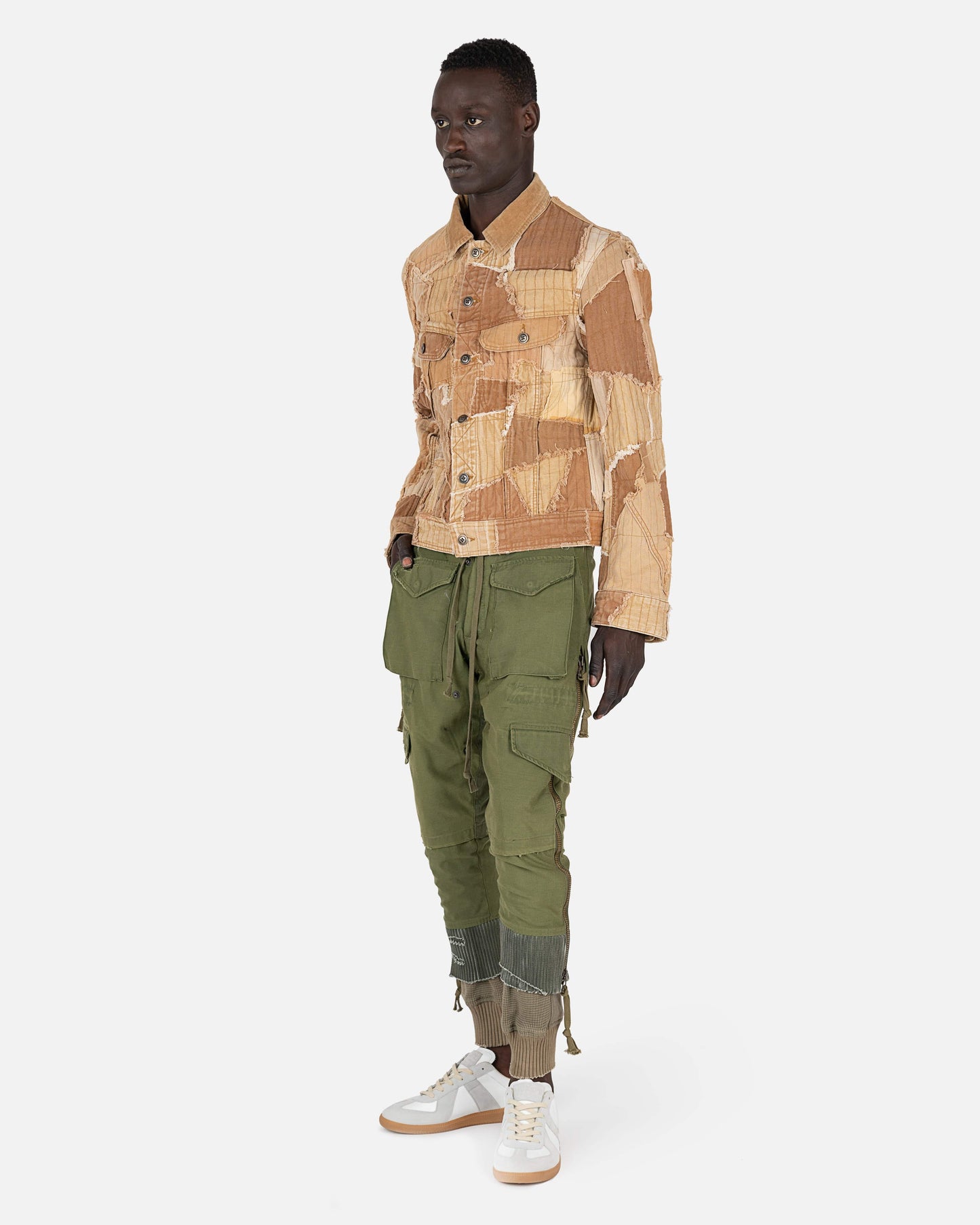 Greg Lauren Men's Pants Army Jacket Zip Lounge in Sage