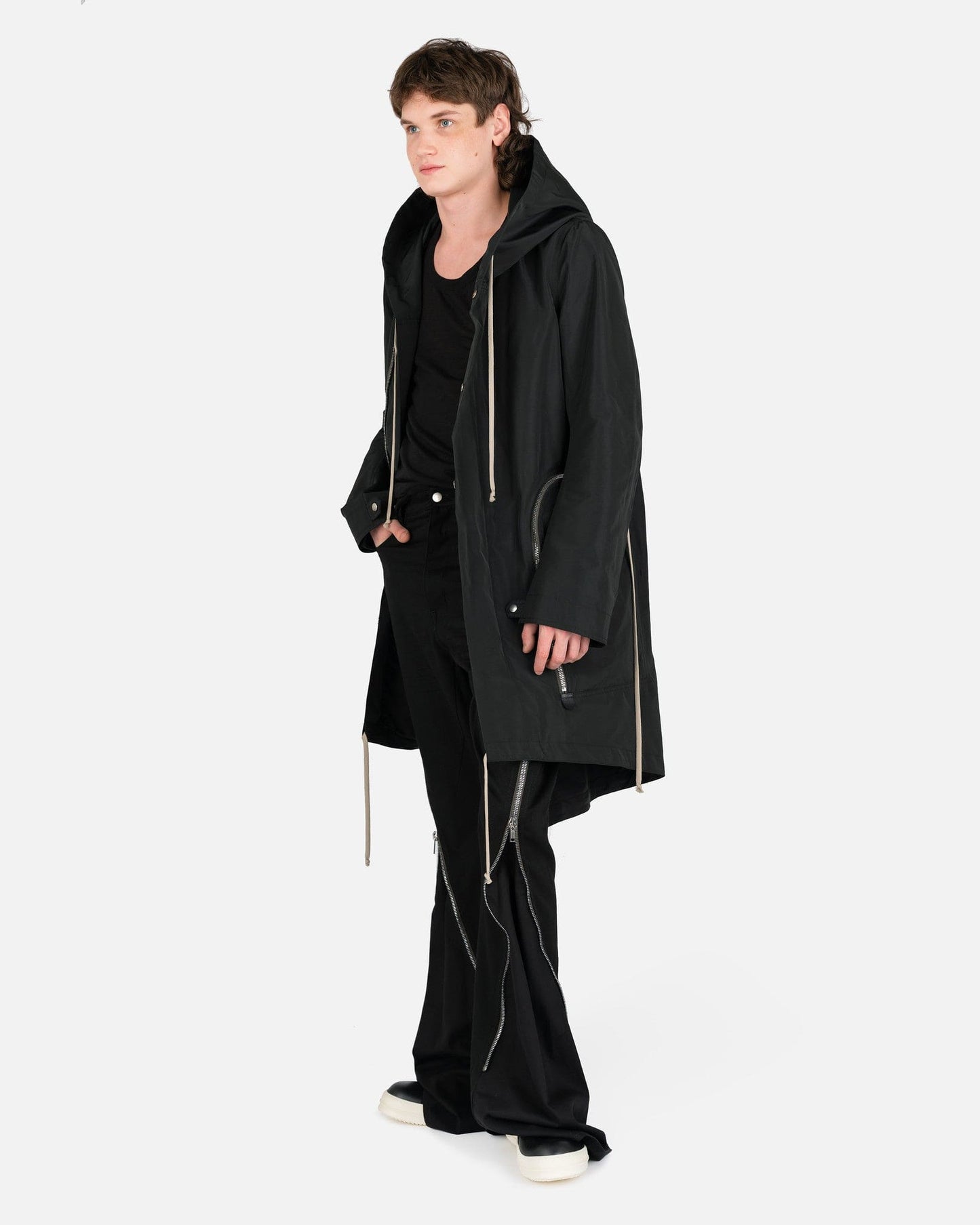 Rick Owens Men's Coat Bauhaus Fishtail in Black