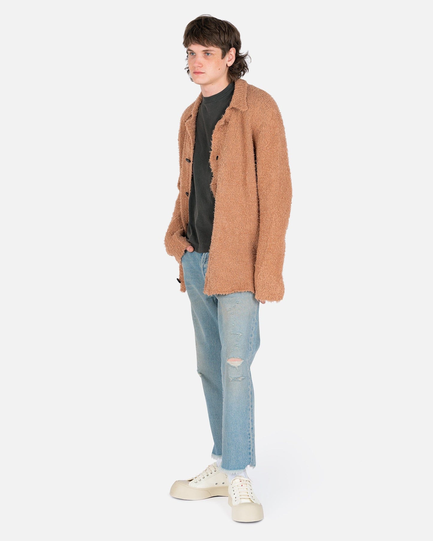 Our Legacy mens sweater Big Cardigan in Caramel