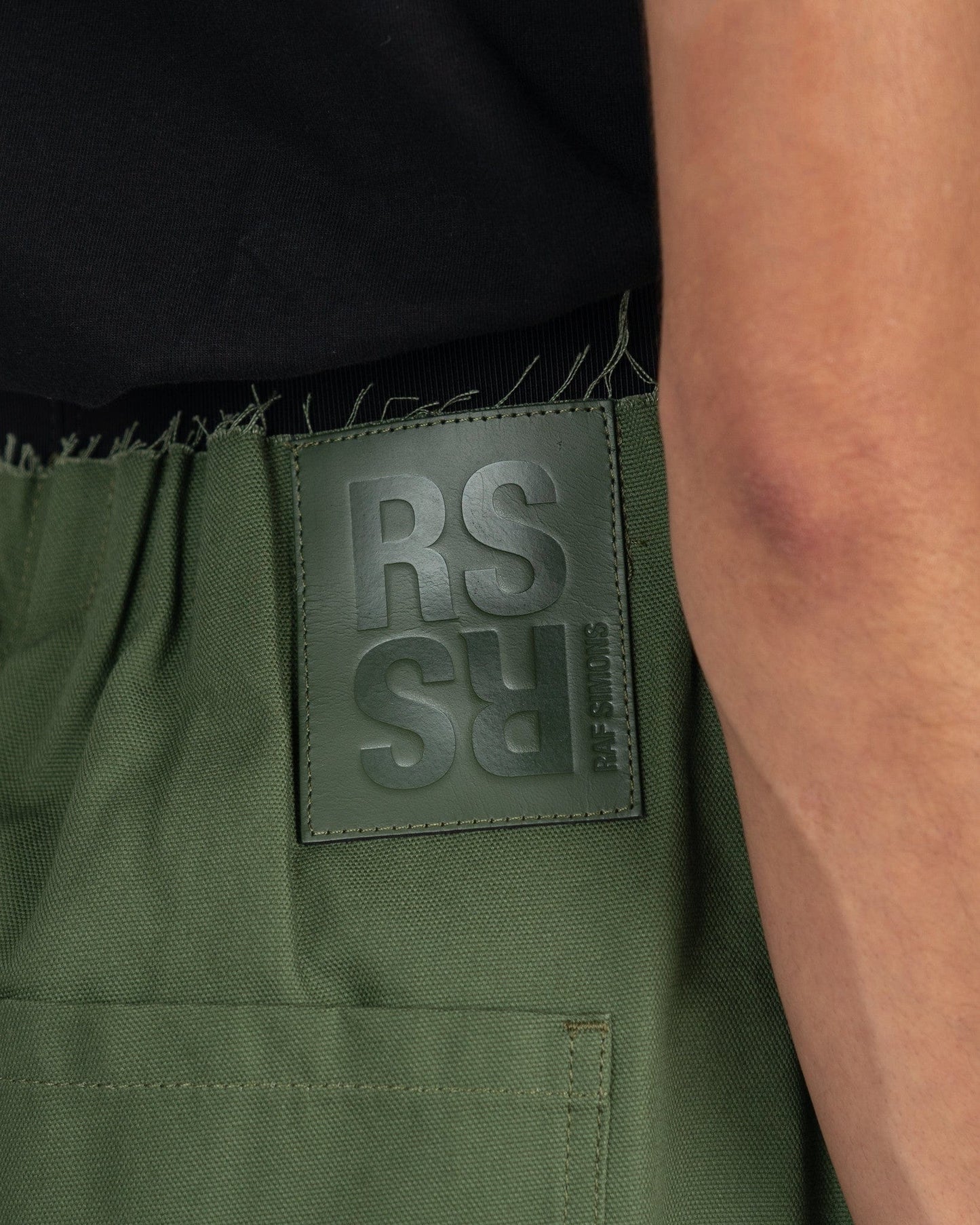 Raf Simons Men's Pants Big Denim Pants with Elastic in Khaki