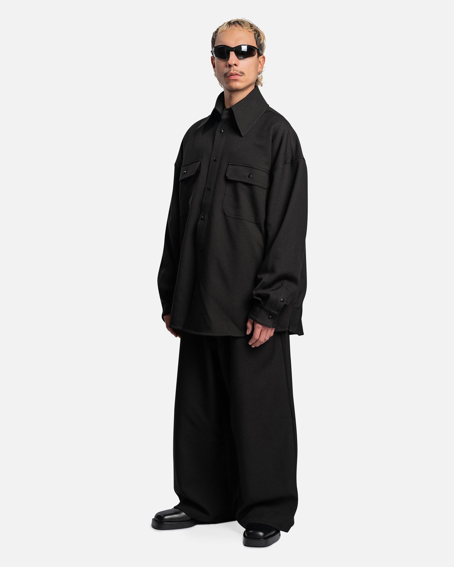 Willy Chavarria Men's Shirts Big Willy Long Sleeve Shirt in Black