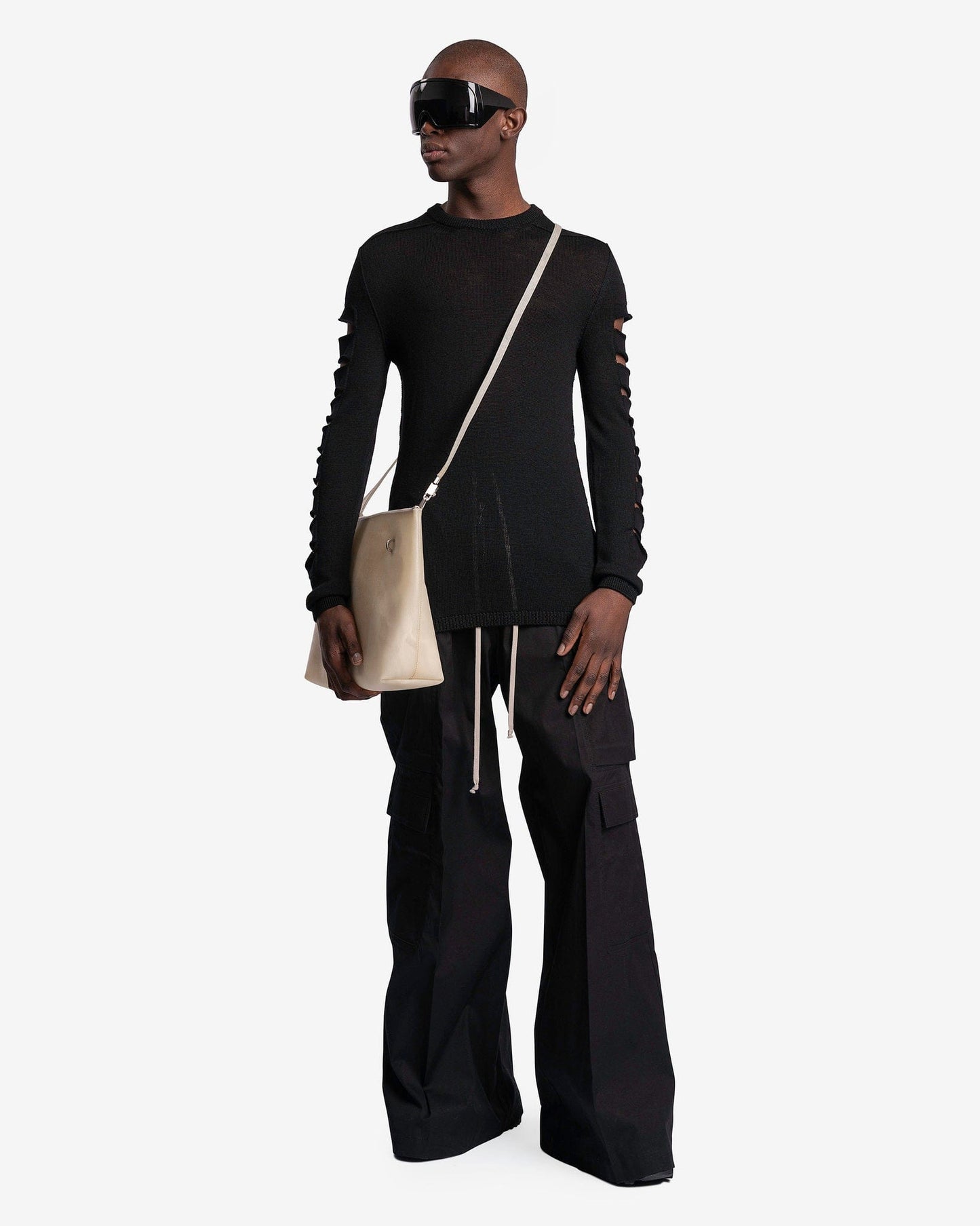 Rick Owens Men's Sweater Biker Level Round Neck in Black