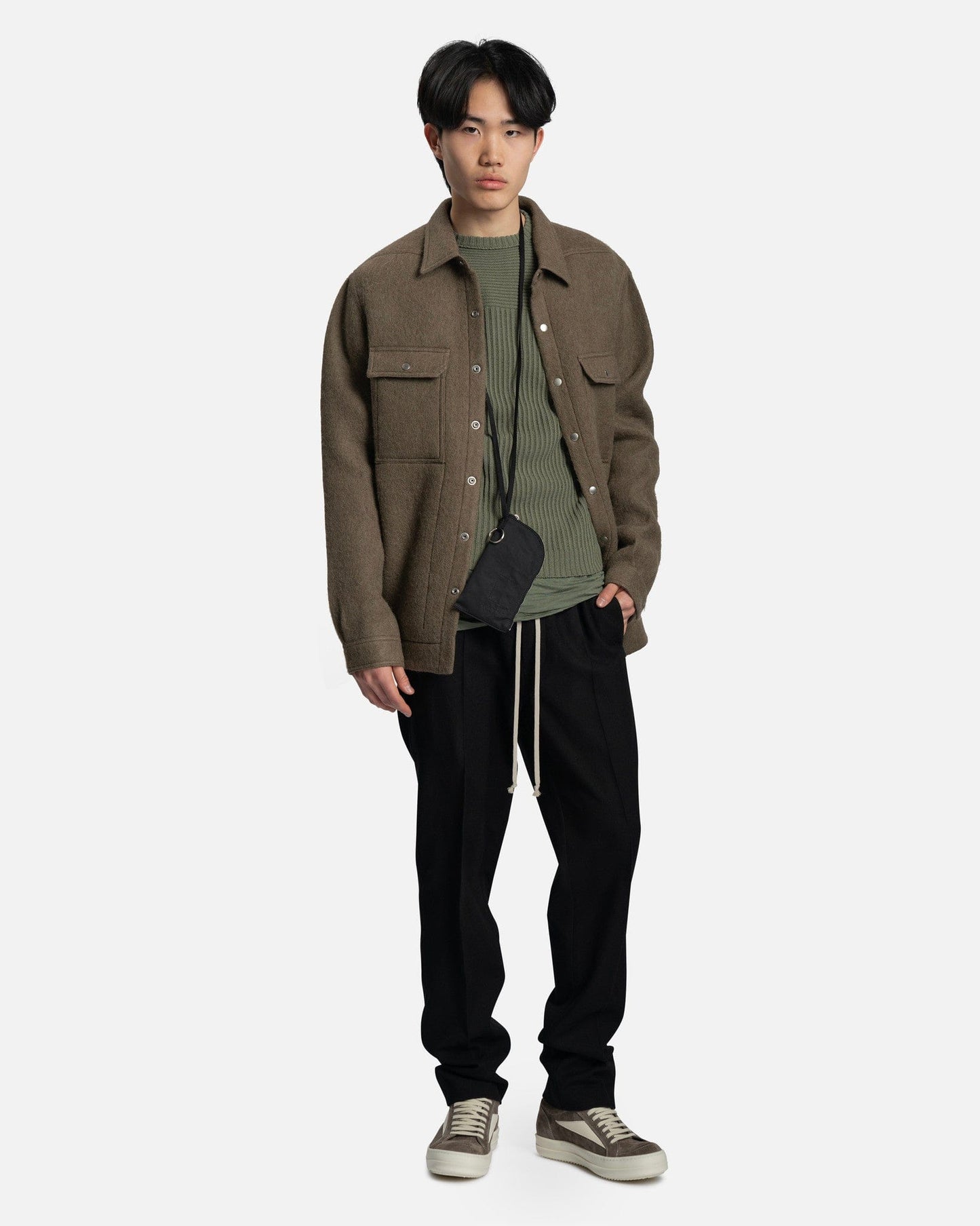 Rick Owens Men's Tops Biker Round Neck in Moss