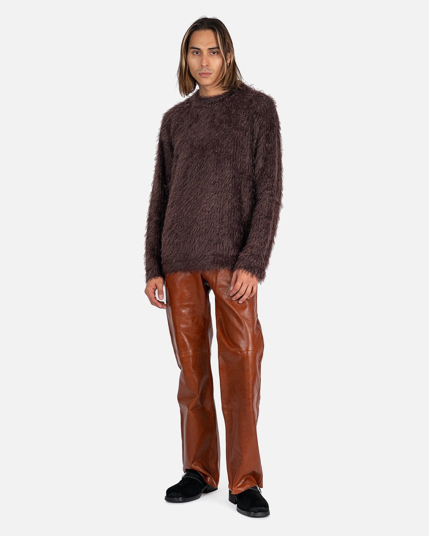 Our Legacy Men's Pants Biker Trousers in Cognac Brown Leather