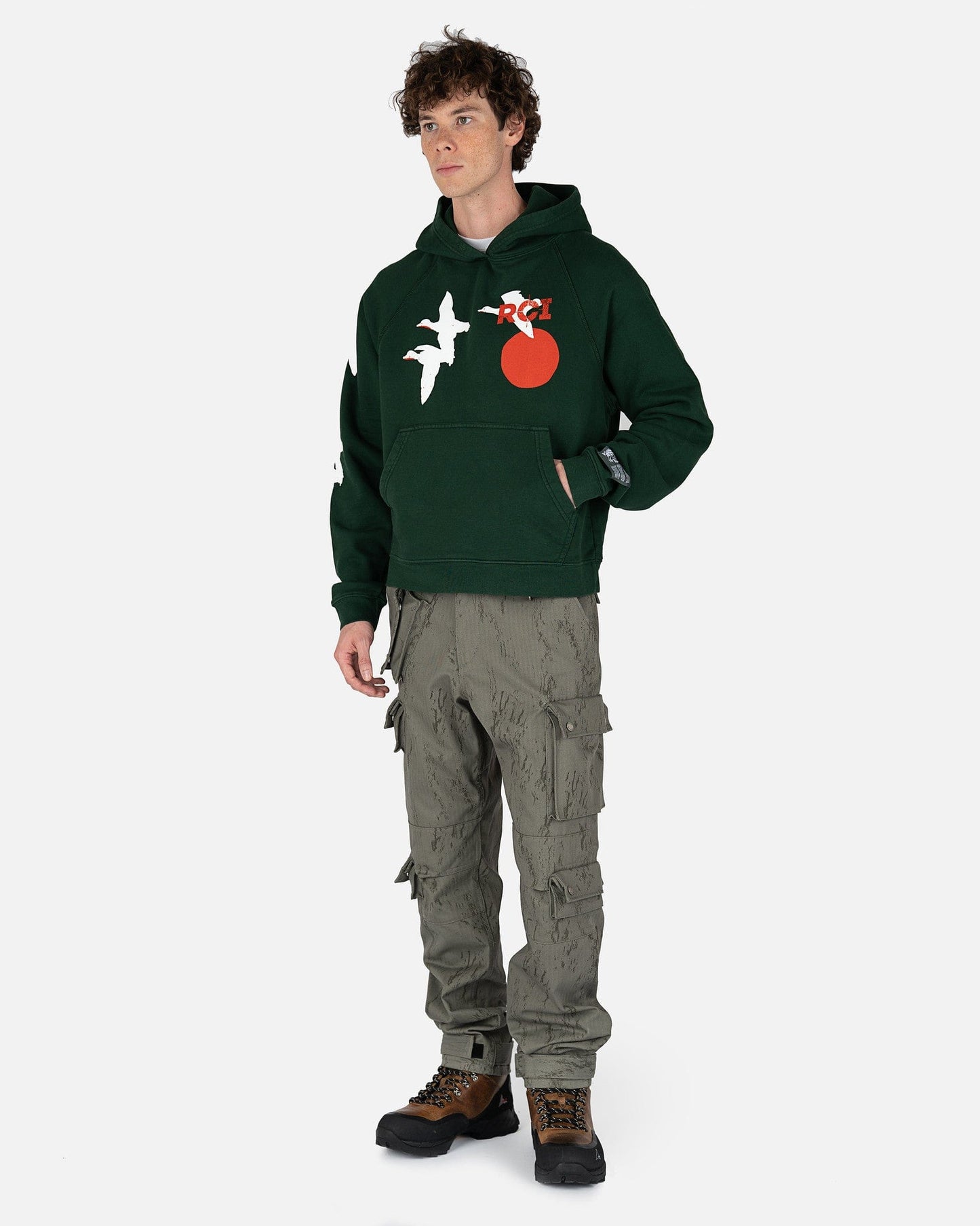 Reese Cooper Men's Sweatshirts Birds Hooded Sweatshirt in Forest Green