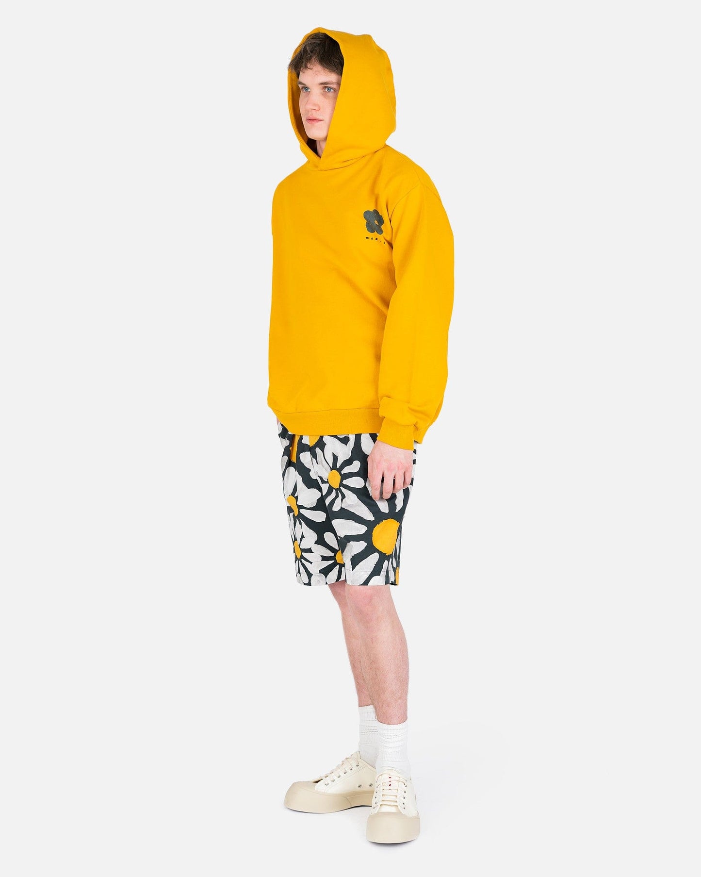 Marni Men's Sweatshirts Black Daisy Organic Sweatshirt in Gold