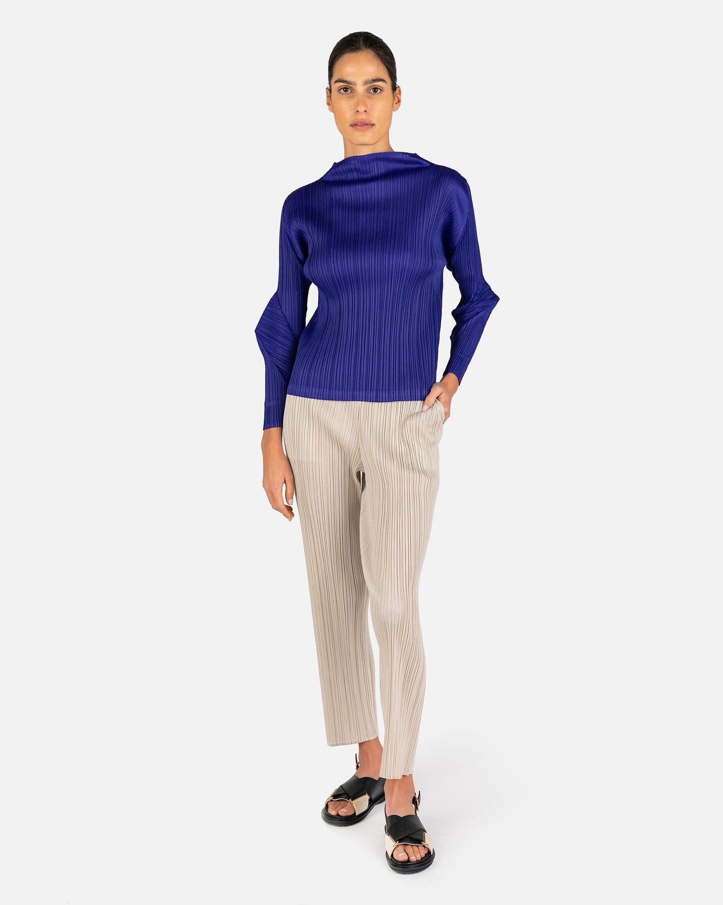 Pleats Please Issey Miyake Women Tops Blast Shirt in Purple
