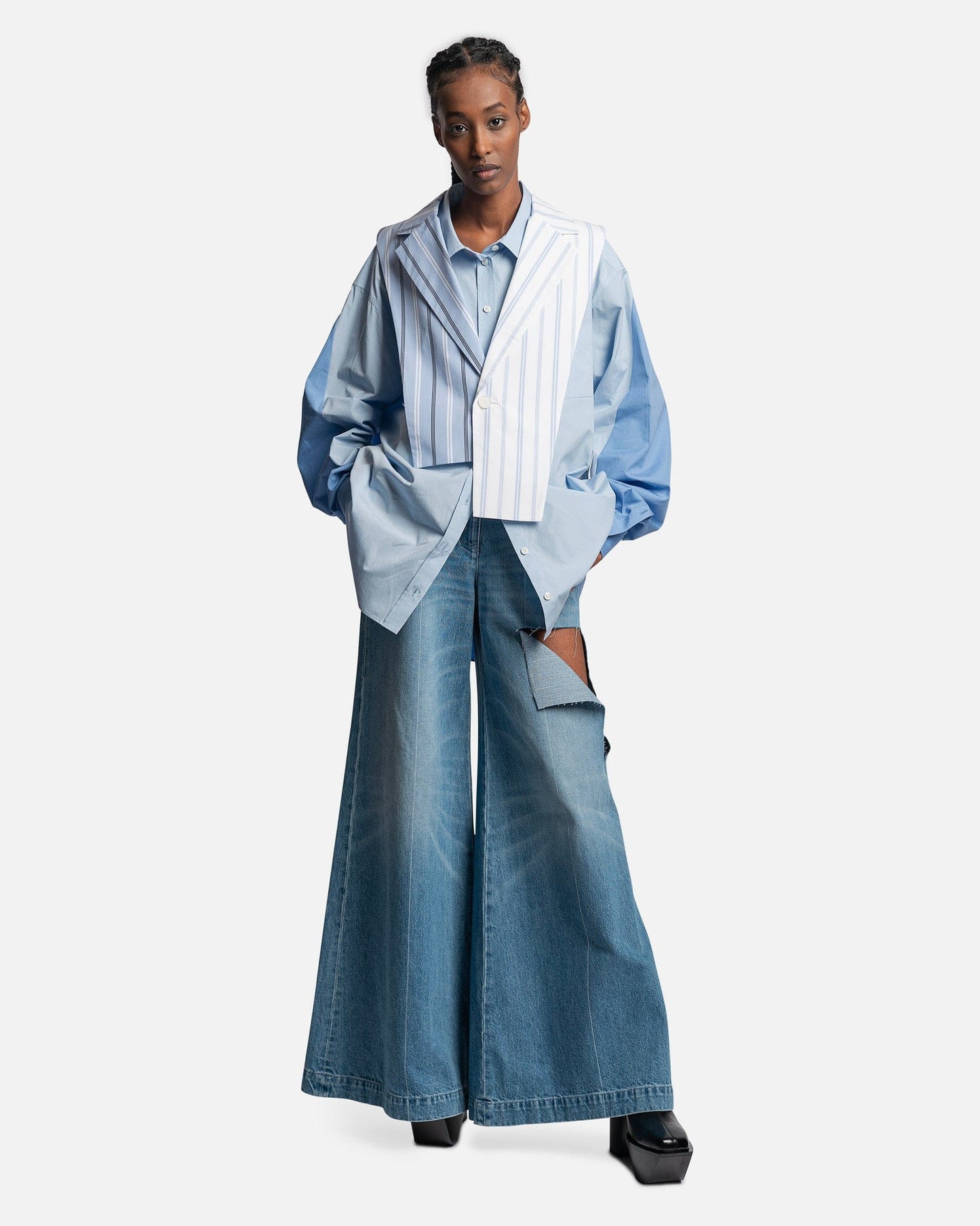 Feng Chen Wang Women Tops Blazer Collar Vest in White