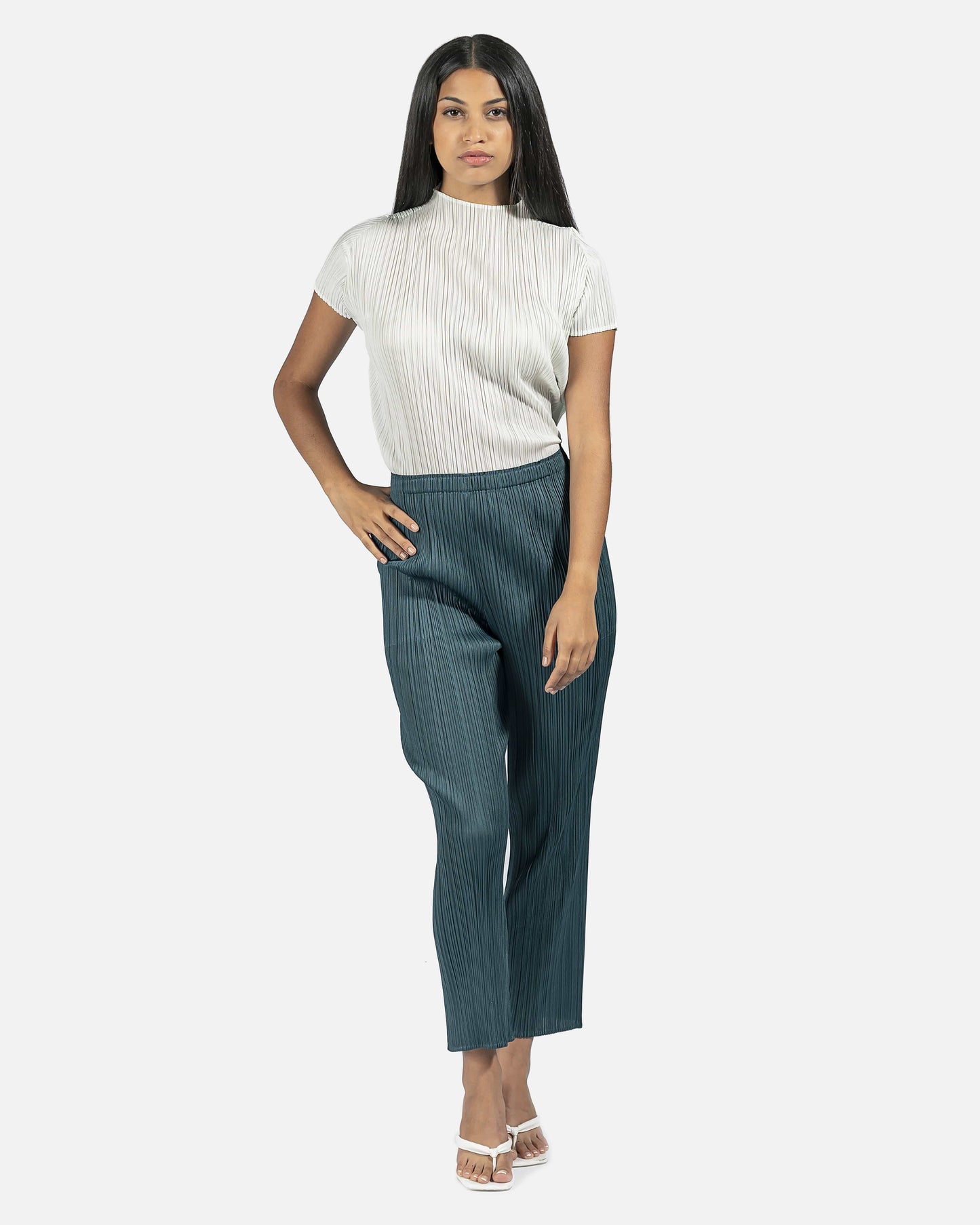 Pleats Please Issey Miyake Women Pants Bouquet Colors Trousers in Emerald