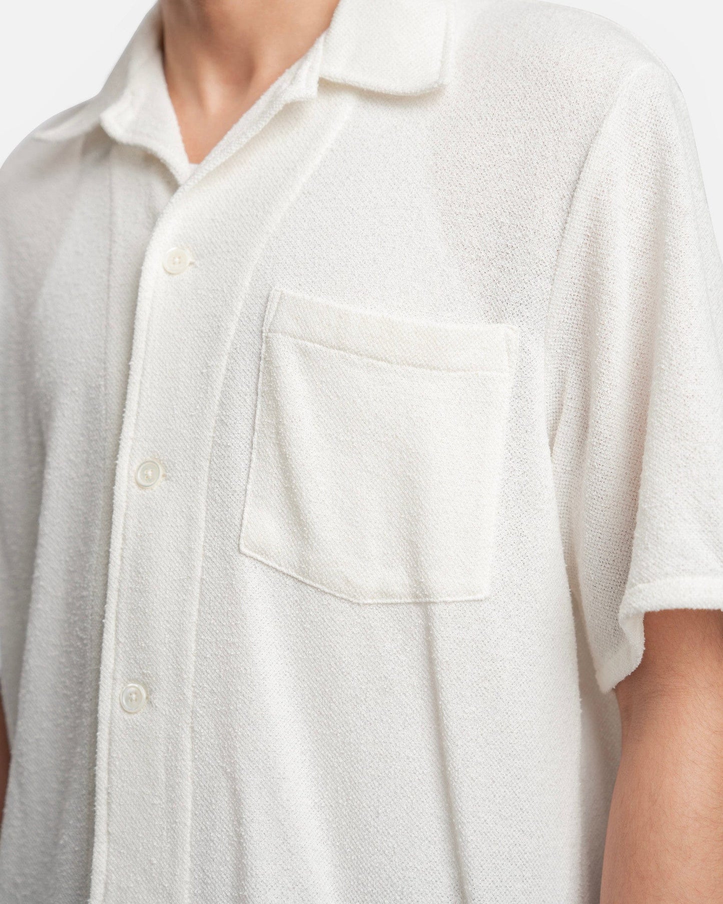 Our Legacy Men's Shirts Box Shirt Short Sleeve in White Boucle