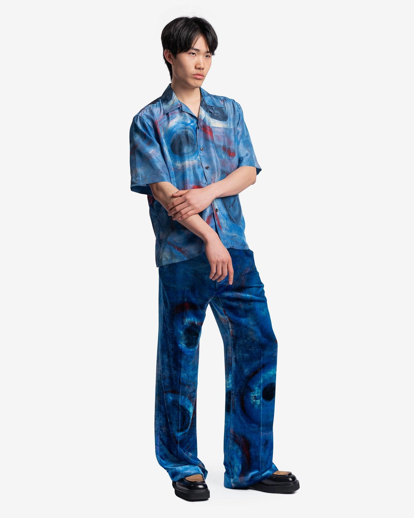 Marni Men's Shirts 'Buchi Blu' Haboutai Shirt in Cobalt