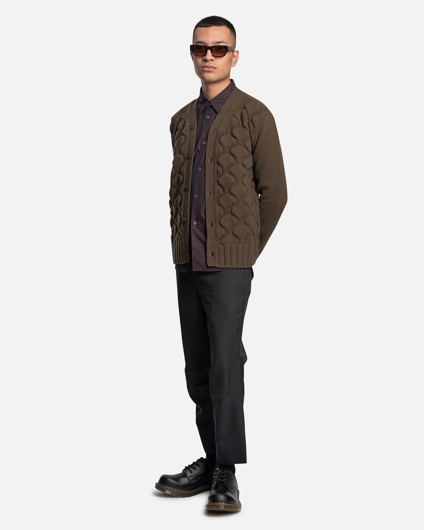 Comme des Garcons Homme Deux Men's Shirts Button-Up Long Sleeve in Wine Red