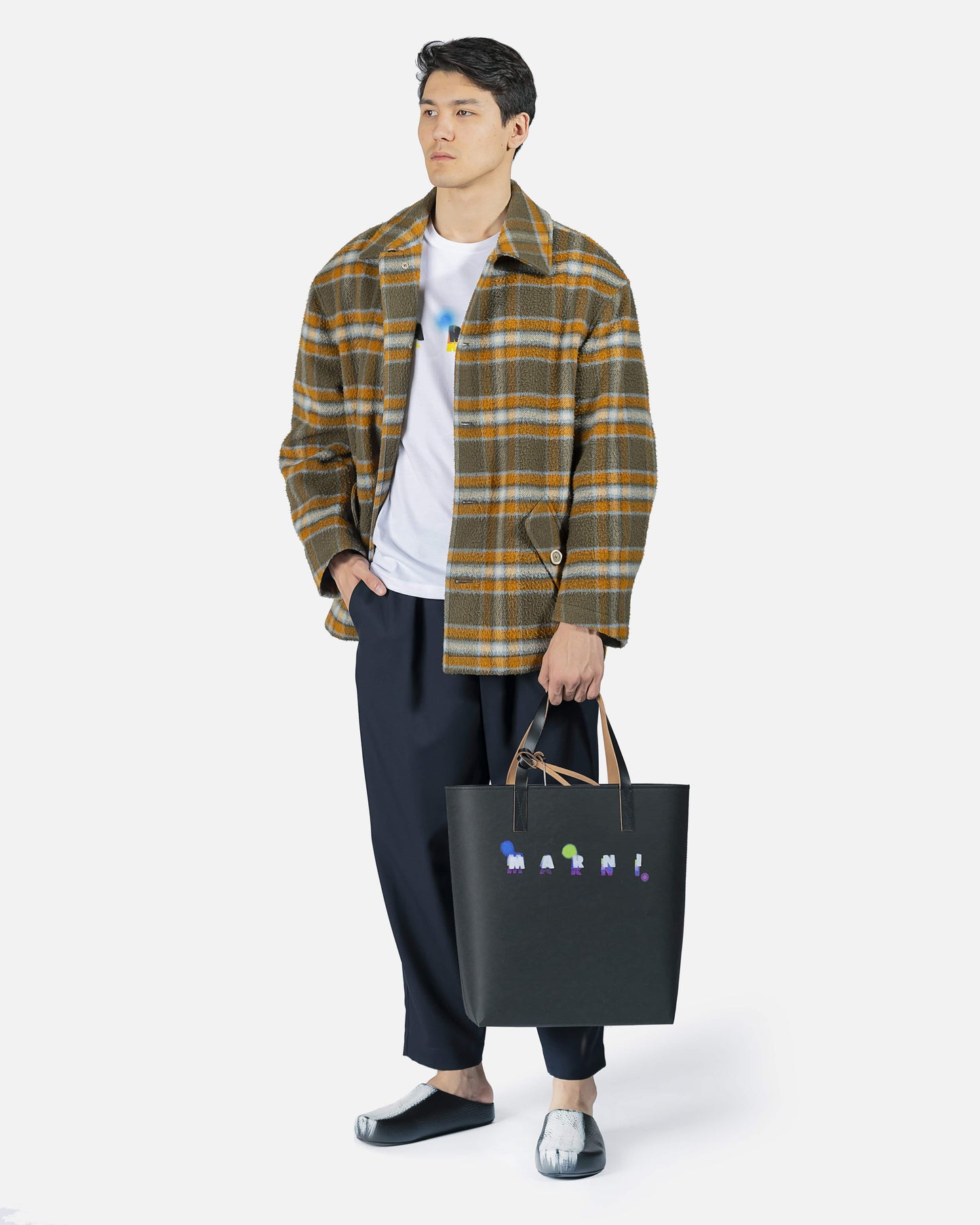 Marni Men's Jackets Button-Up Shirt Jacket in Wool Check