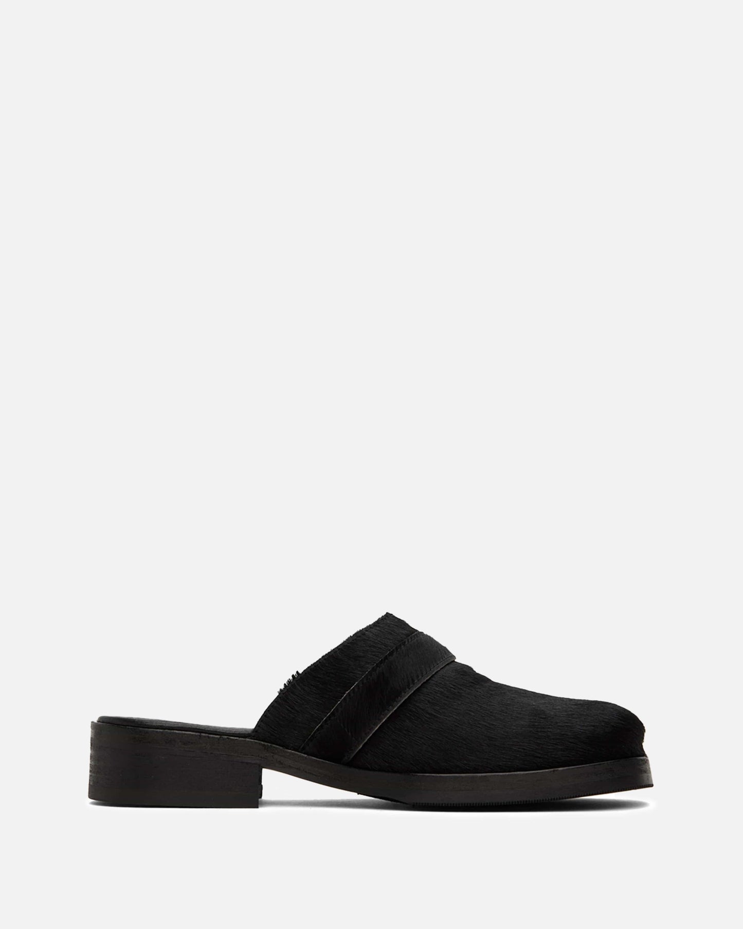 Our Legacy Men's Shoes Camion Mule in Black Hair on Hide