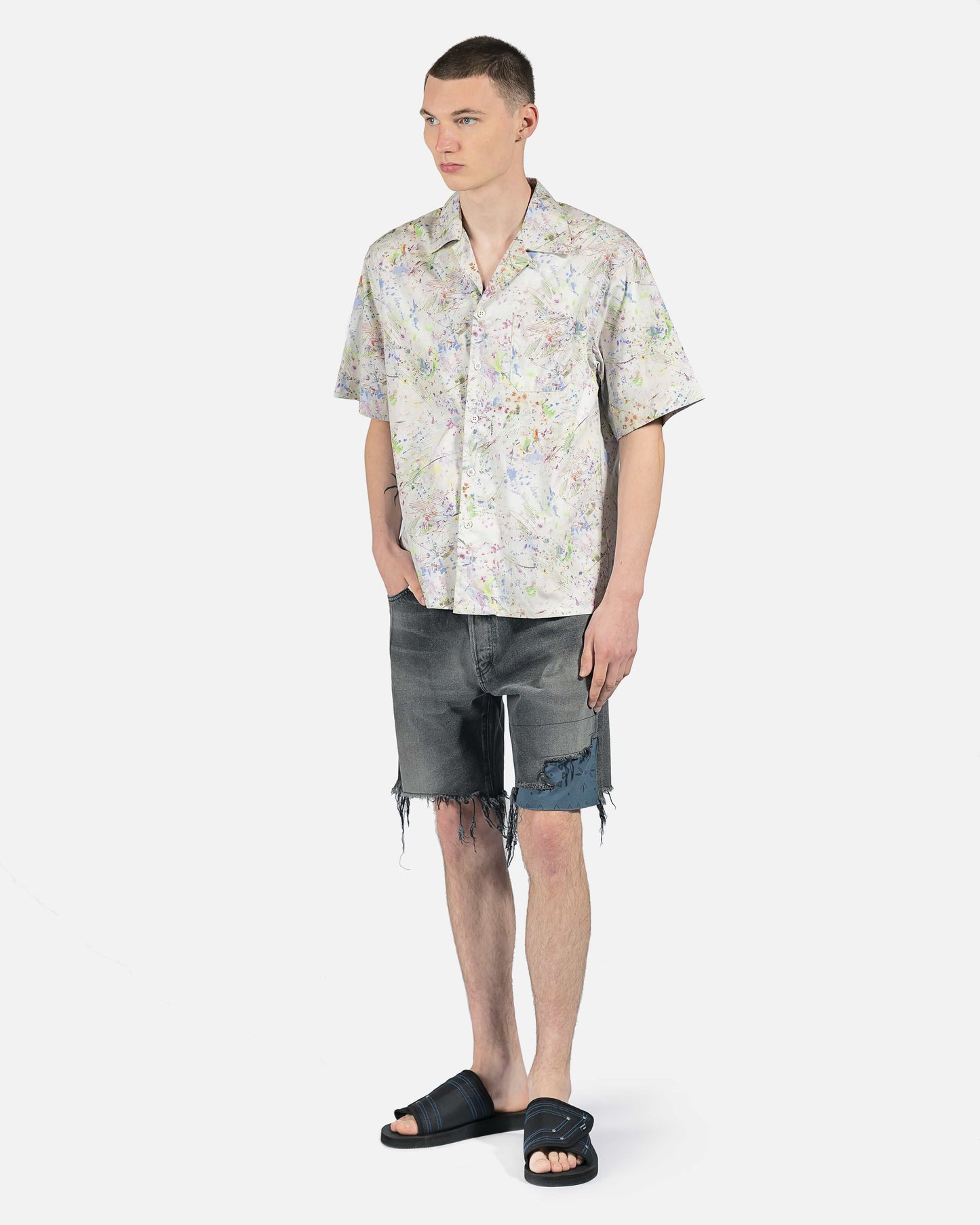 John Elliott Men's Shirts Camp Shirt in Studio Floor