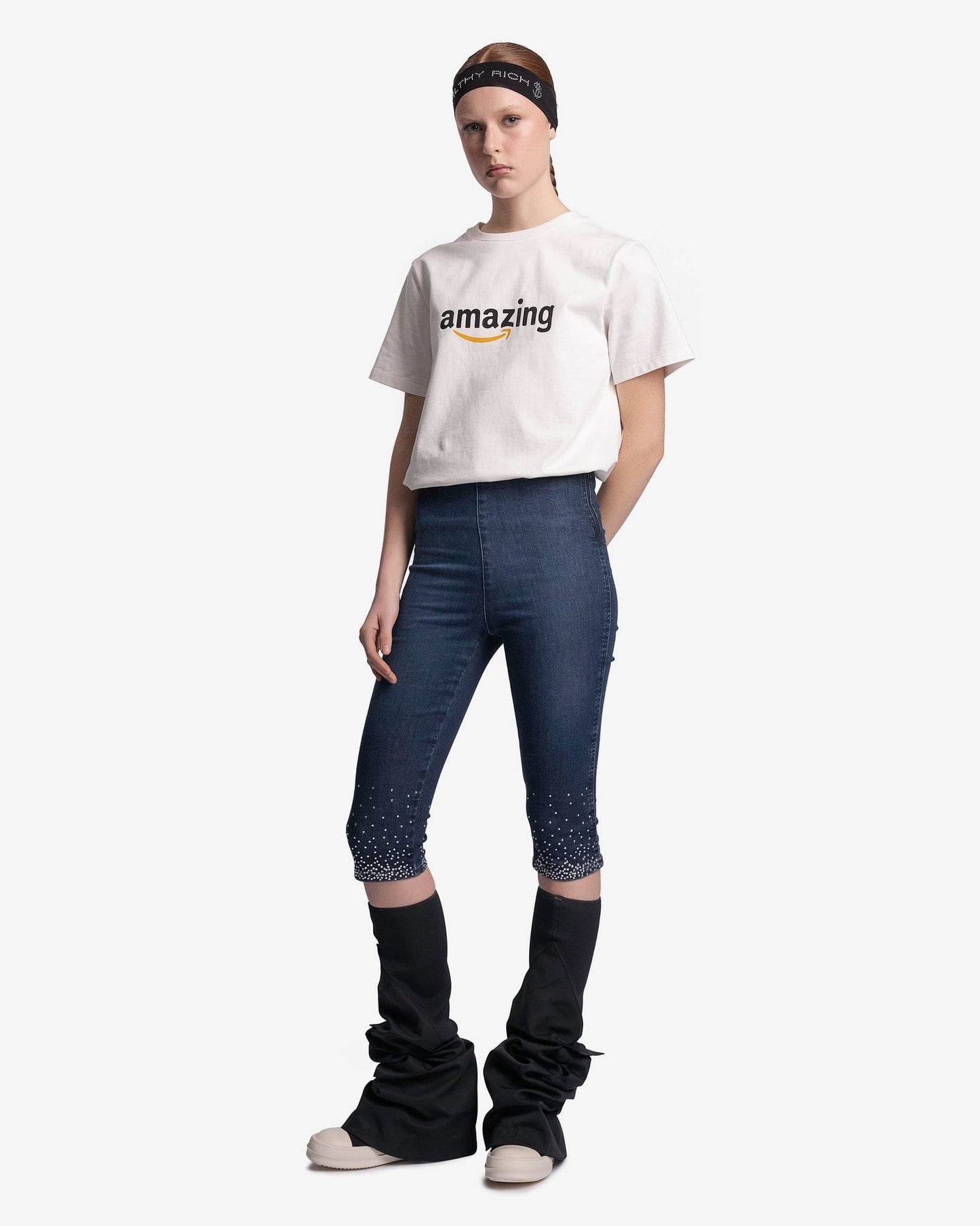 AVAVAV Women Pants Capri Tights in Bleached Indigo