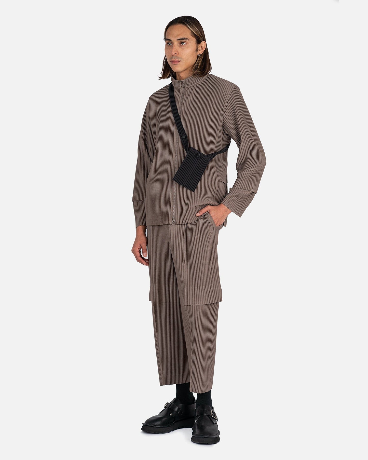 Homme Plissé Issey Miyake Men's Jackets Cargo Jacket in Alpaca Brown