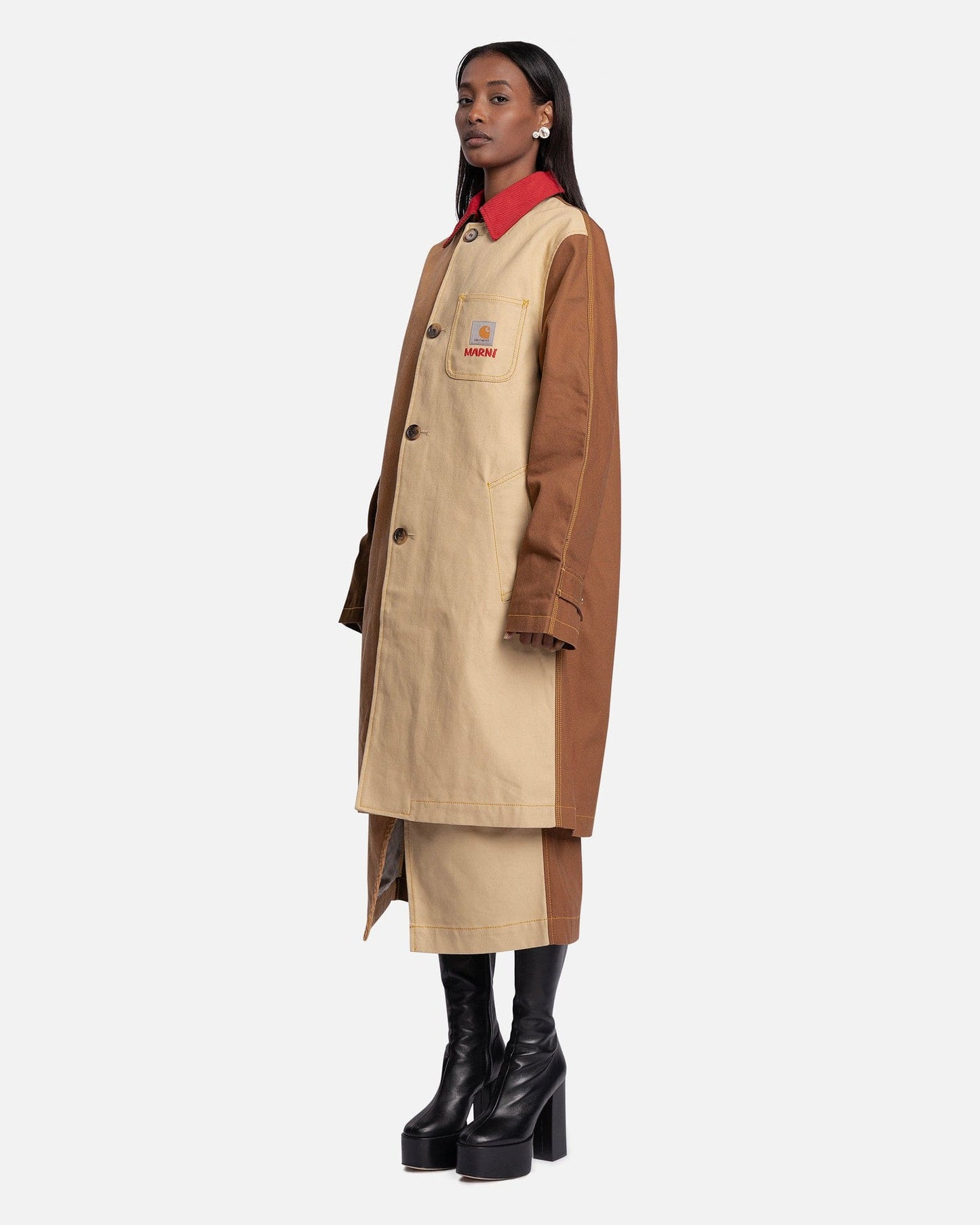 Marni Women Jackets Carhartt Cotton Canvas Coat in Tobacco