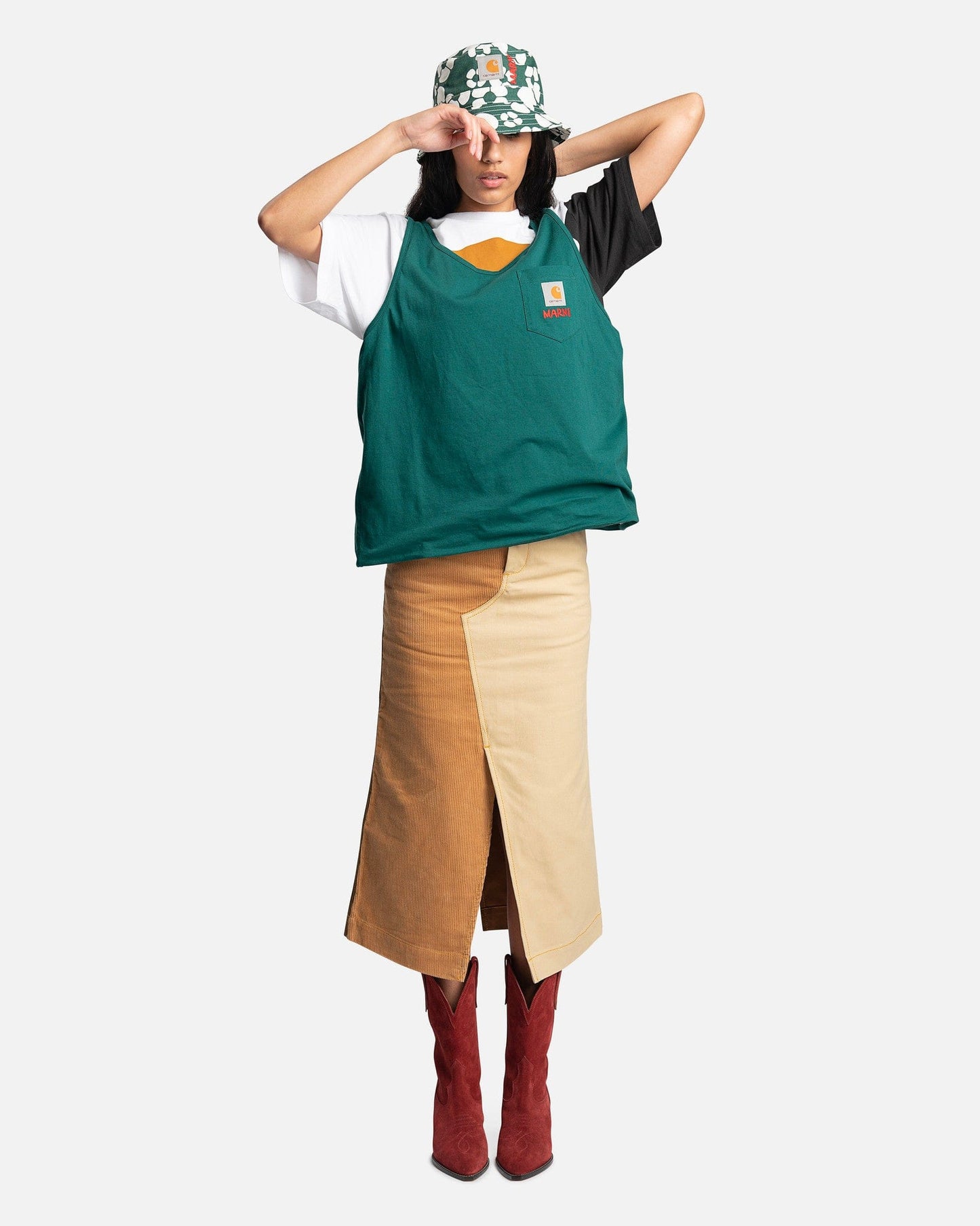 Marni Women Skirts Carhartt Cotton Canvas Skirt in Tobacco