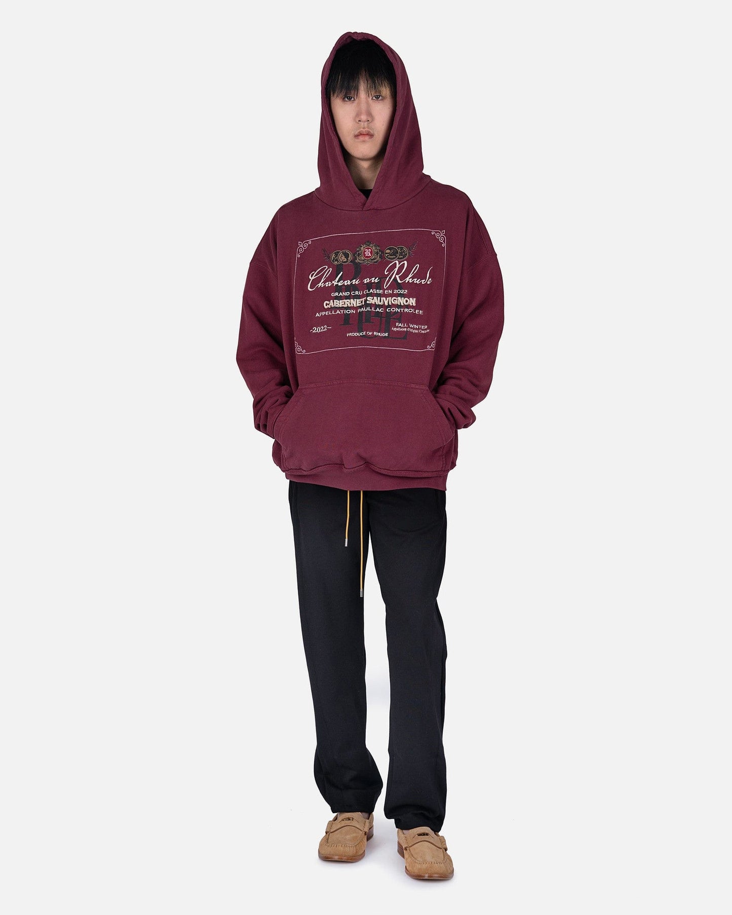 Rhude Men's Sweatshirts Chateau De Rhude Hoodie in Bordeaux