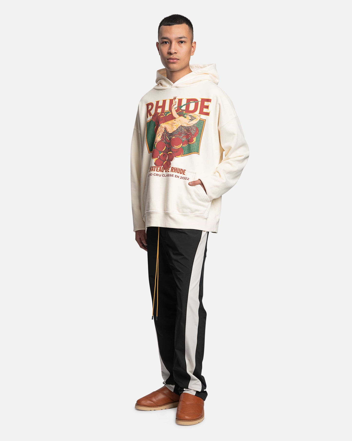 Rhude Men's Sweatshirts Chateu De Rhude Hoodie in Vintage White